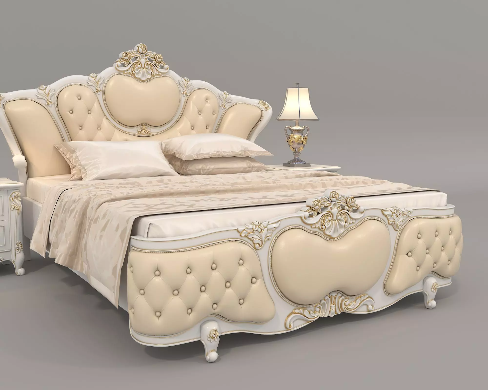 Classic European Style Bed Set 40 3D model_4