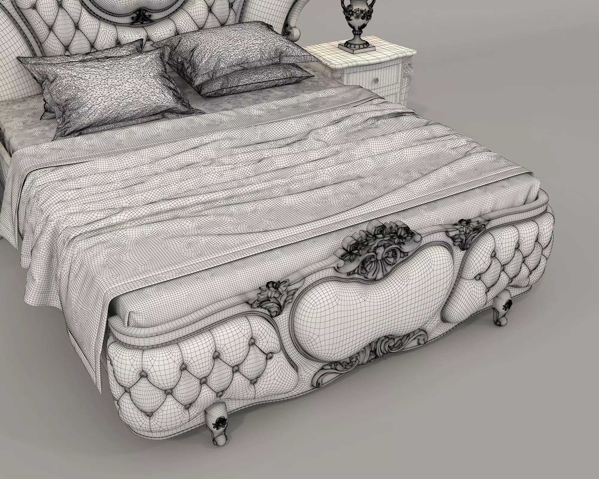 Classic European Style Bed Set 40 3D model_10