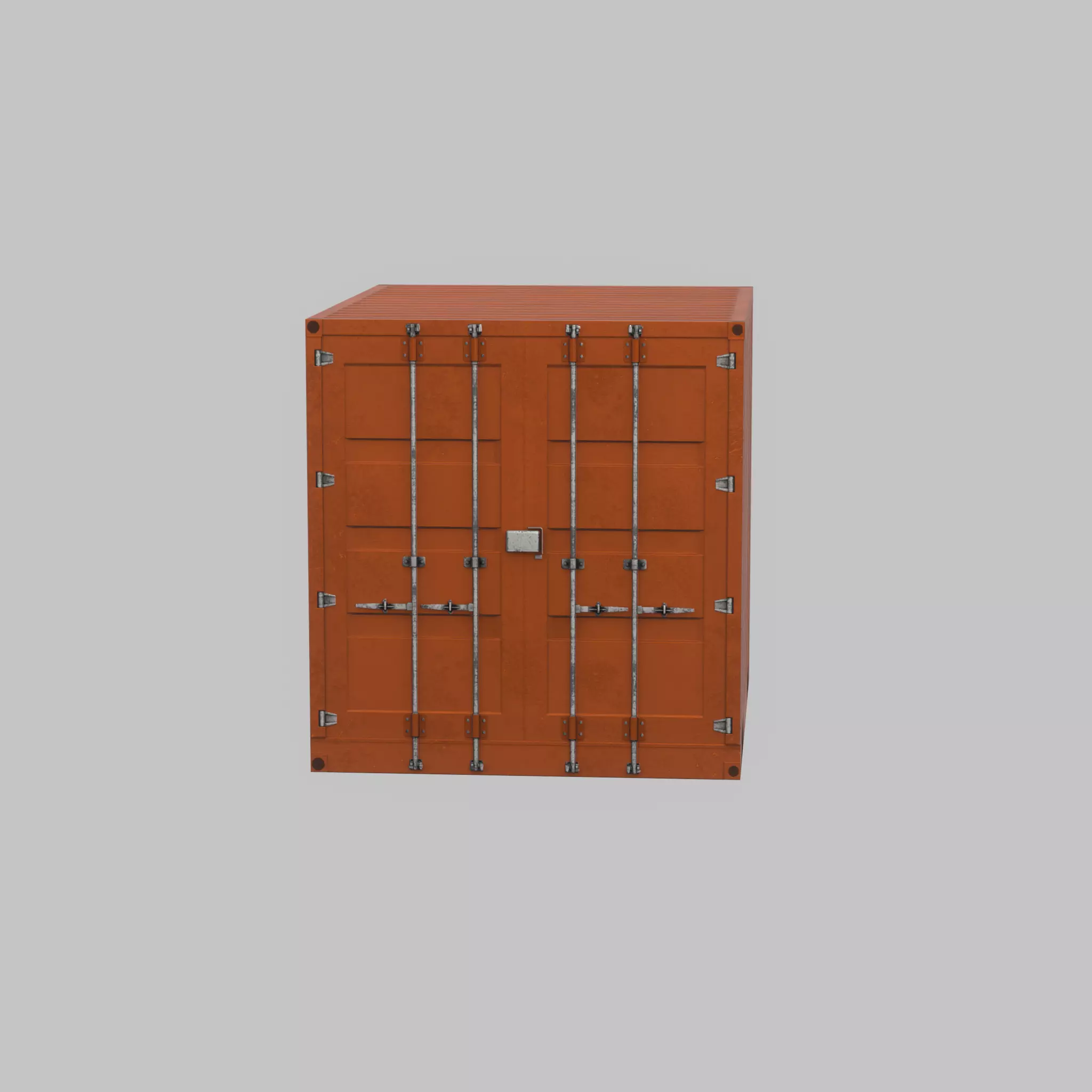 Shipping Container signal orange 10ft Low-poly 3D model_22