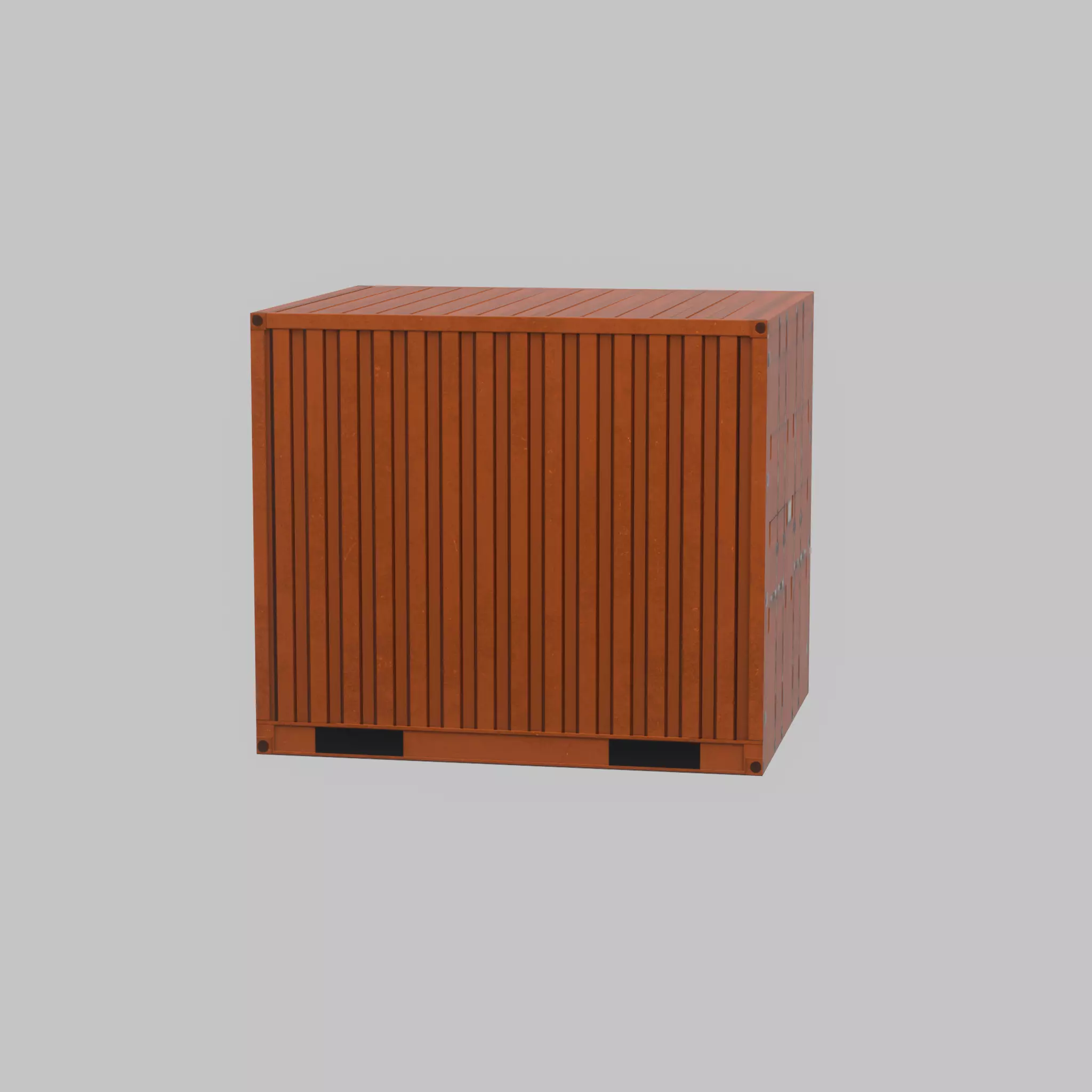 Shipping Container signal orange 10ft Low-poly 3D model_43
