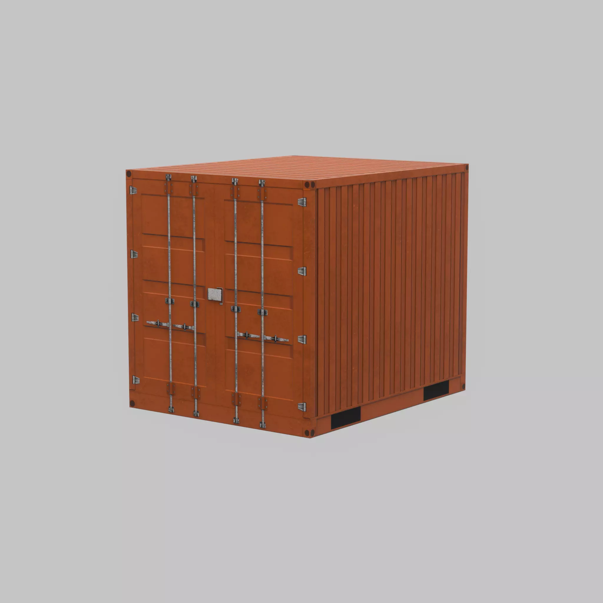 Shipping Container signal orange 10ft Low-poly 3D model_35