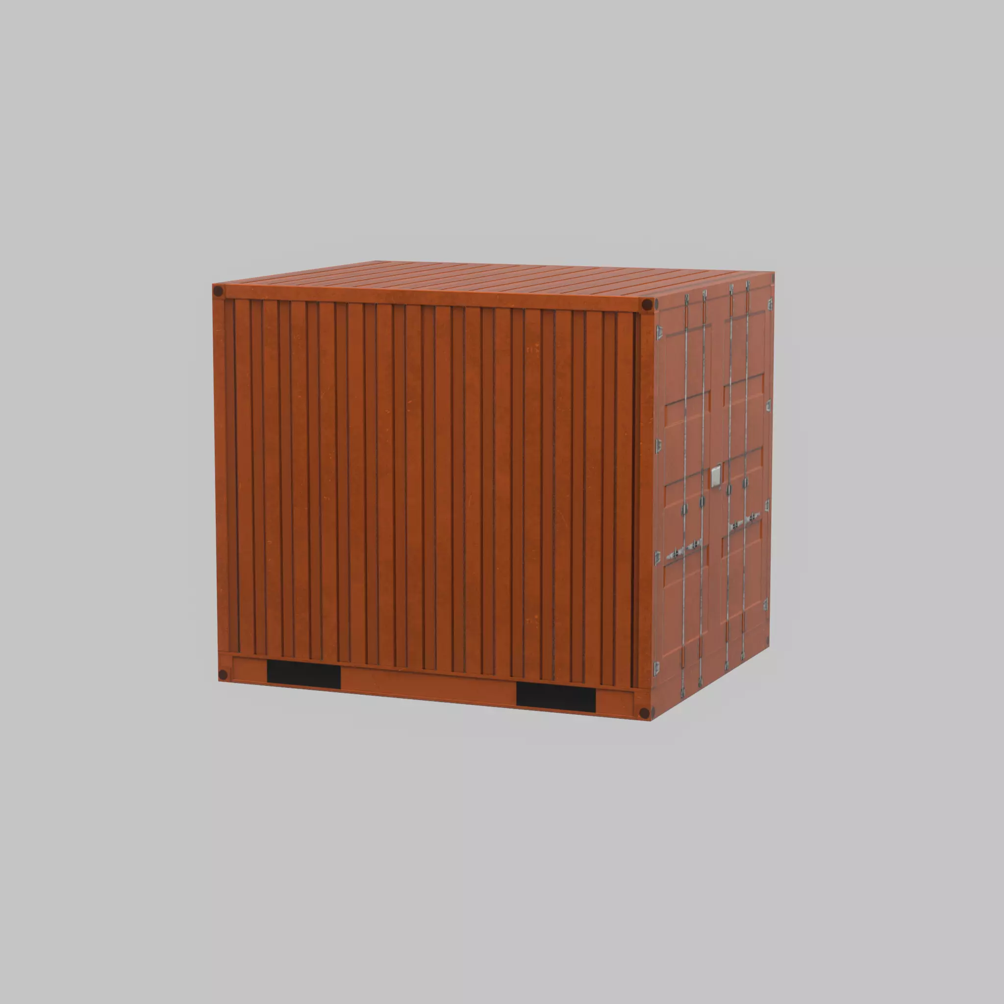 Shipping Container signal orange 10ft Low-poly 3D model_25