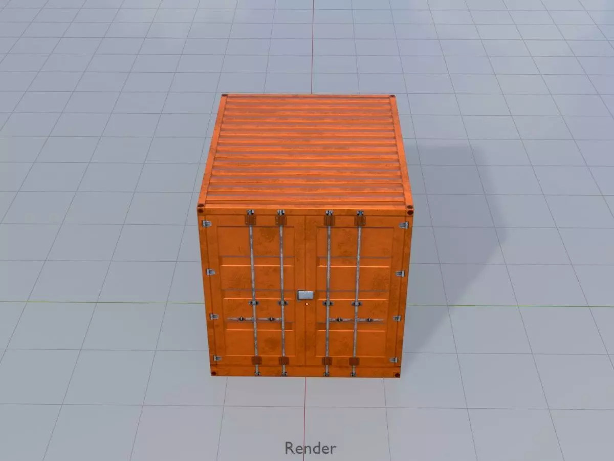 Shipping Container signal orange 10ft Low-poly 3D model_15