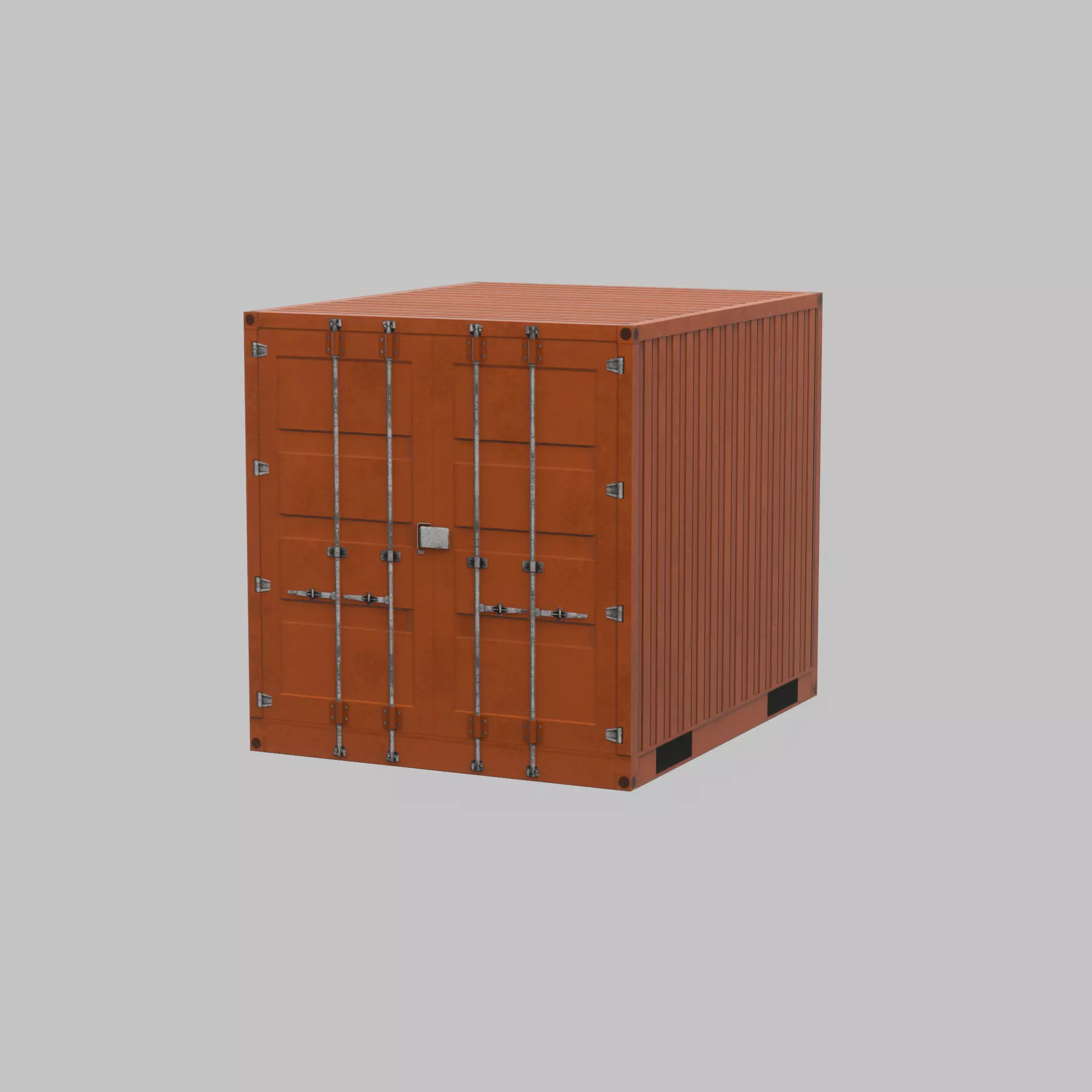 Shipping Container signal orange 10ft Low-poly 3D model_58