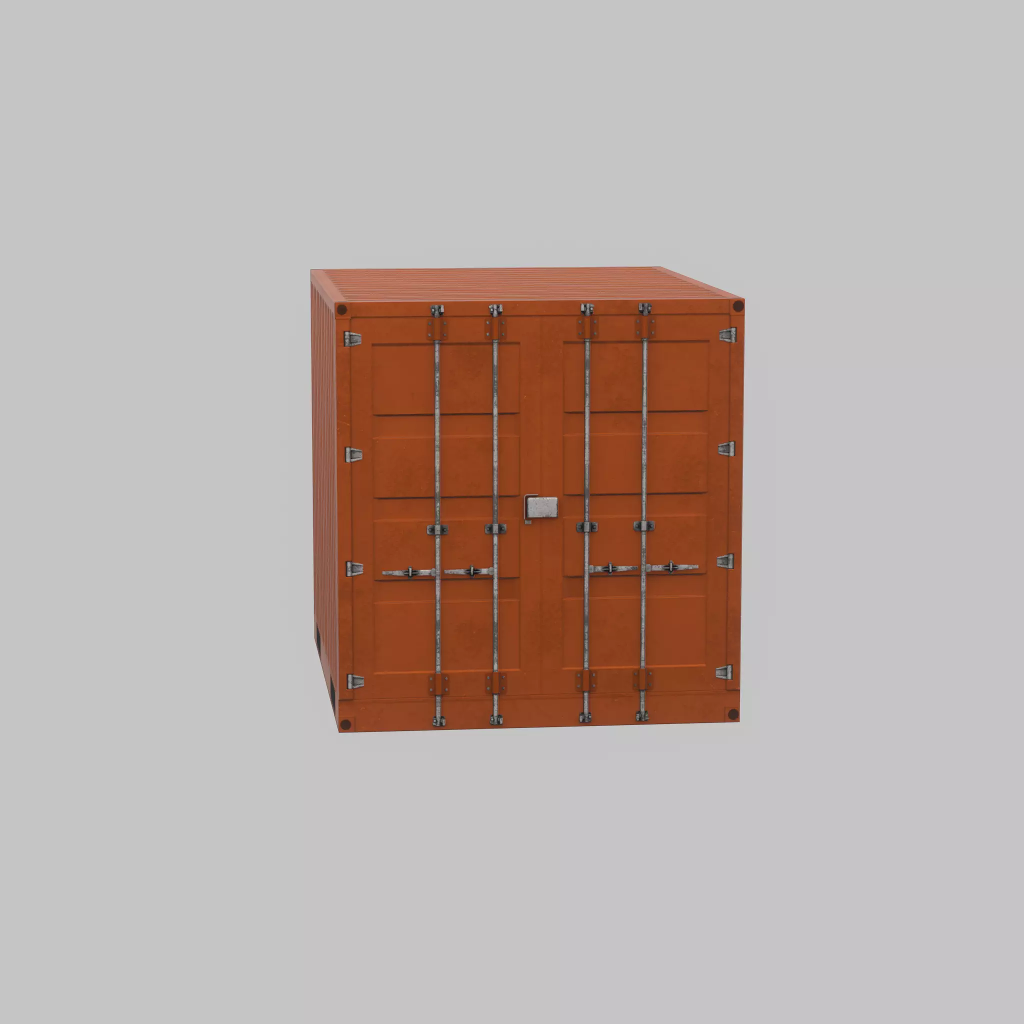 Shipping Container signal orange 10ft Low-poly 3D model_30