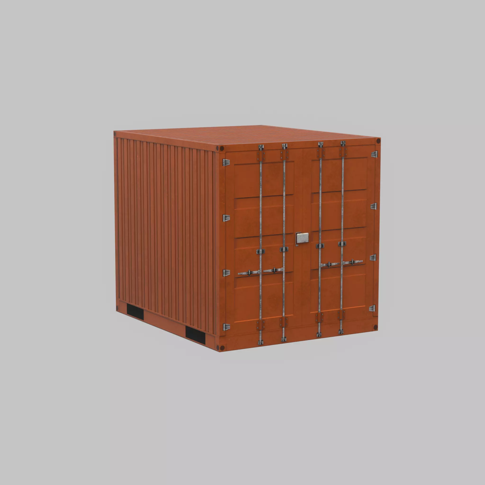 Shipping Container signal orange 10ft Low-poly 3D model_26