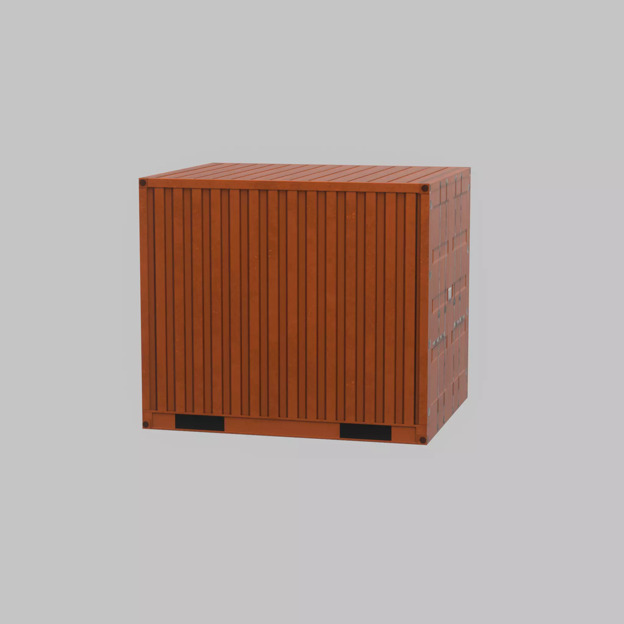 Shipping Container signal orange 10ft Low-poly 3D model_32