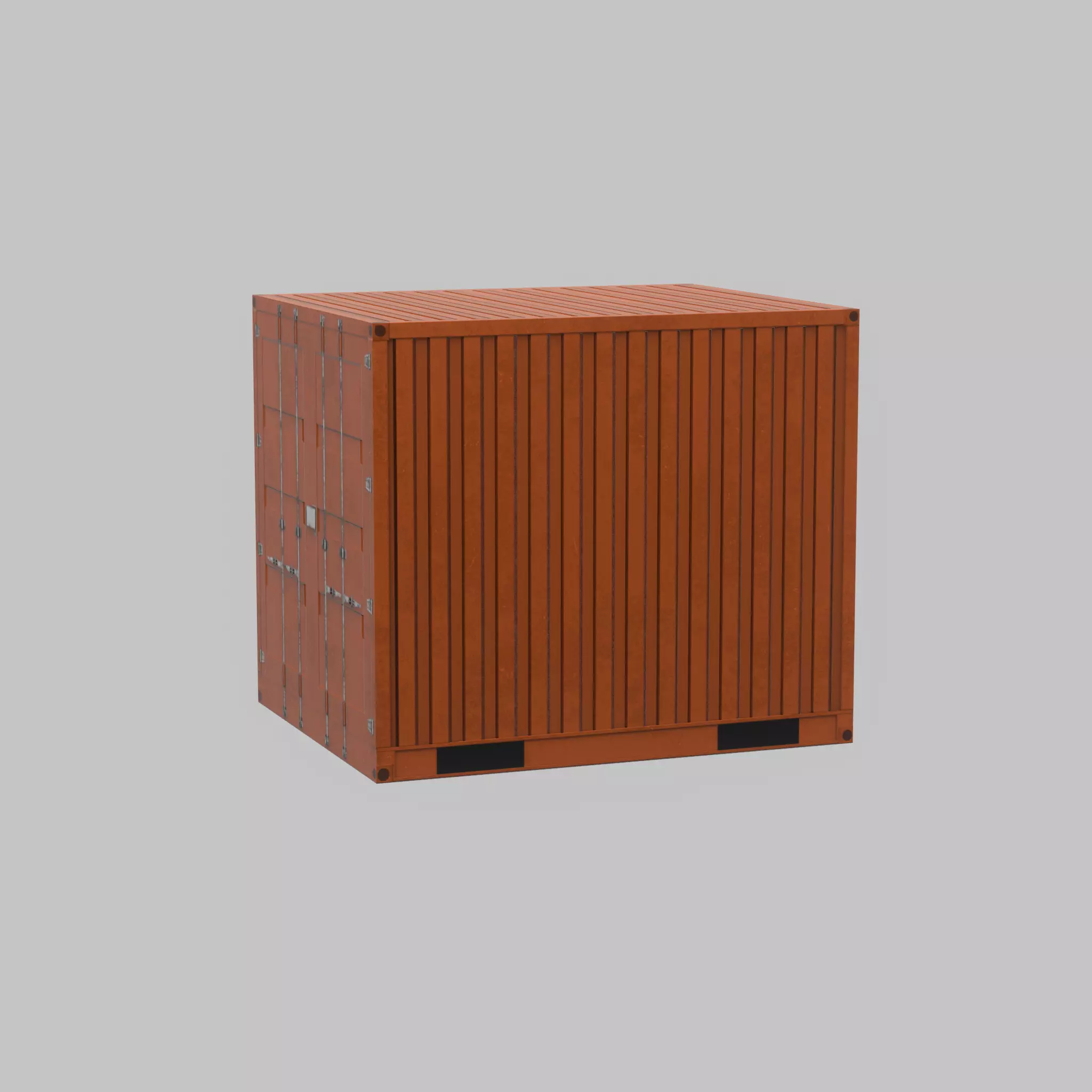 Shipping Container signal orange 10ft Low-poly 3D model_41