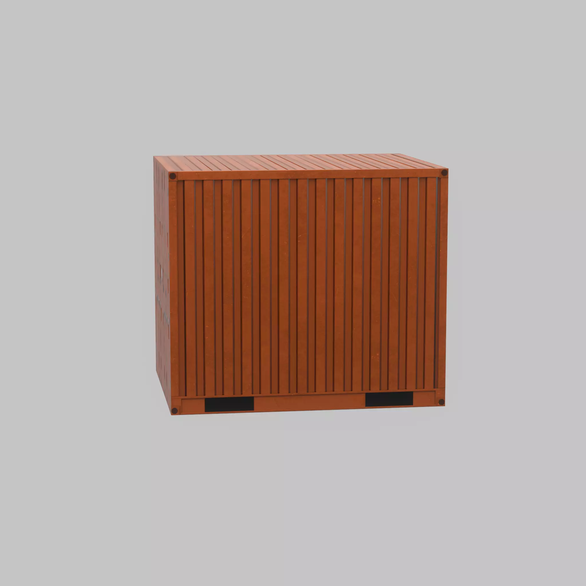 Shipping Container signal orange 10ft Low-poly 3D model_52