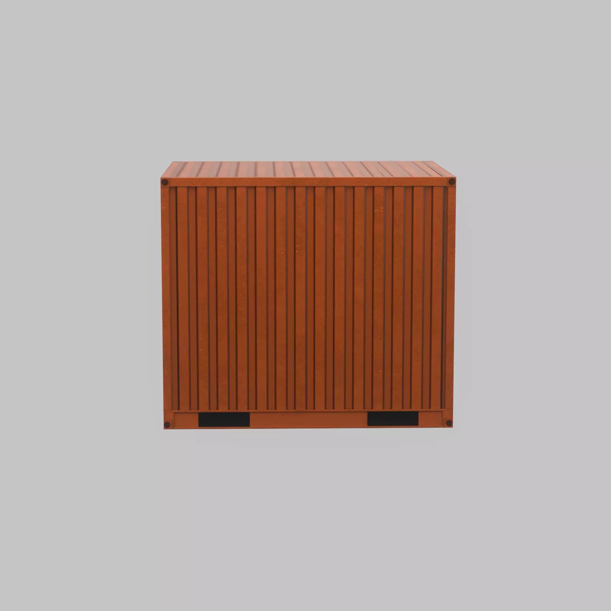 Shipping Container signal orange 10ft Low-poly 3D model_40
