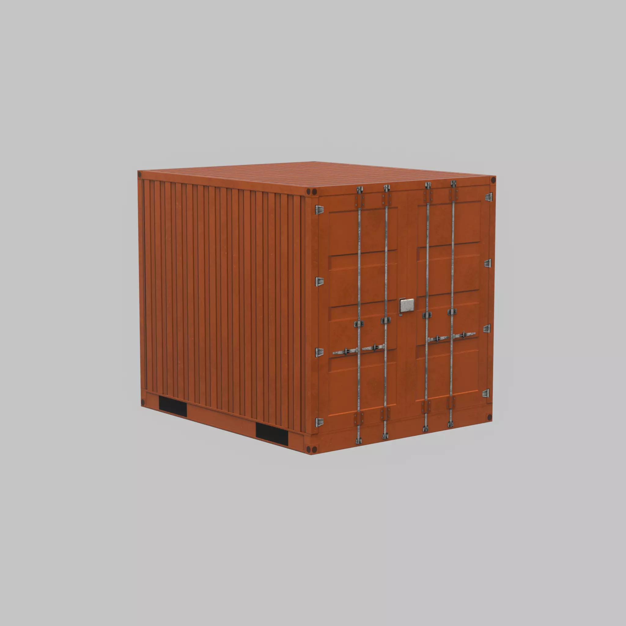Shipping Container signal orange 10ft Low-poly 3D model_63