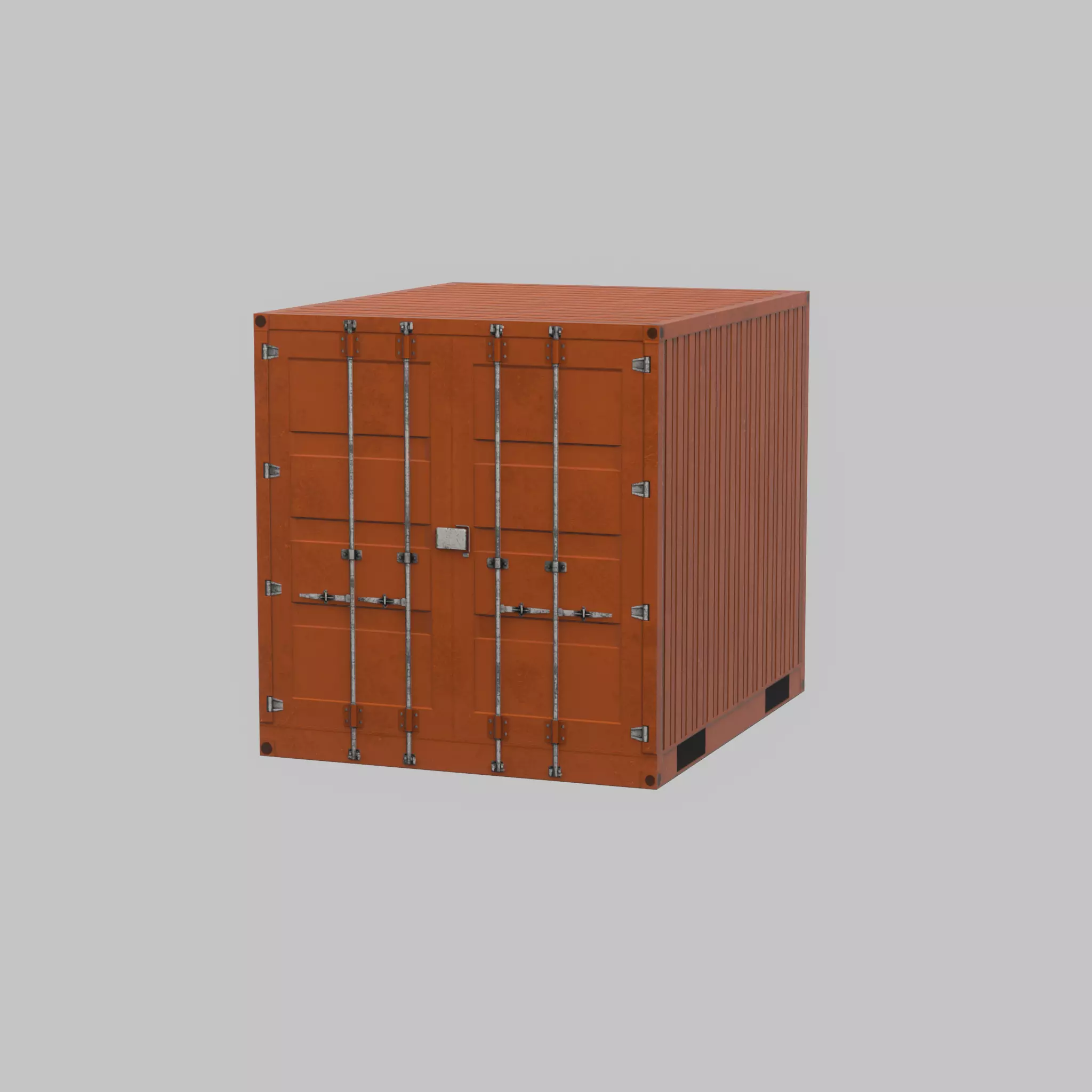 Shipping Container signal orange 10ft Low-poly 3D model_48