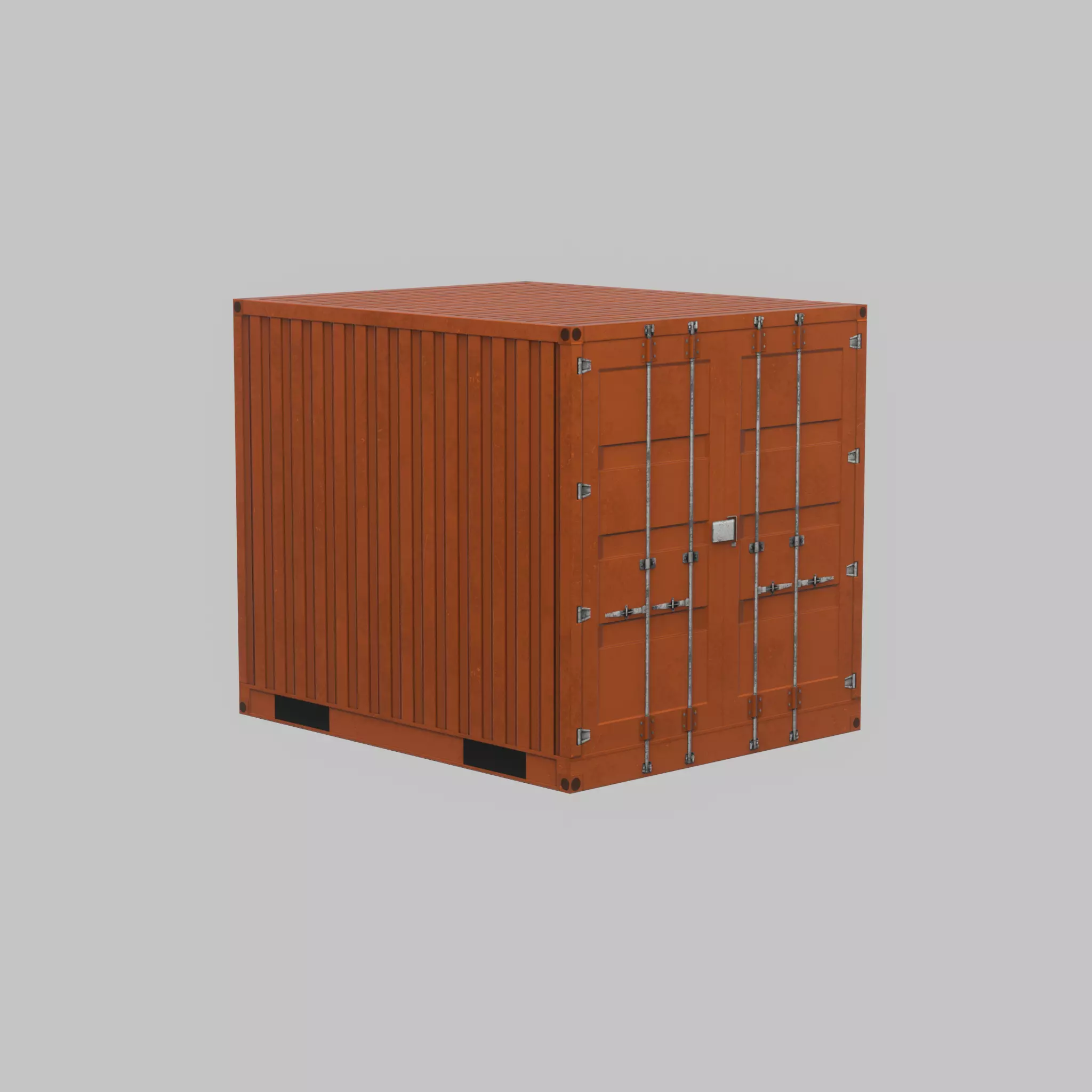 Shipping Container signal orange 10ft Low-poly 3D model_57