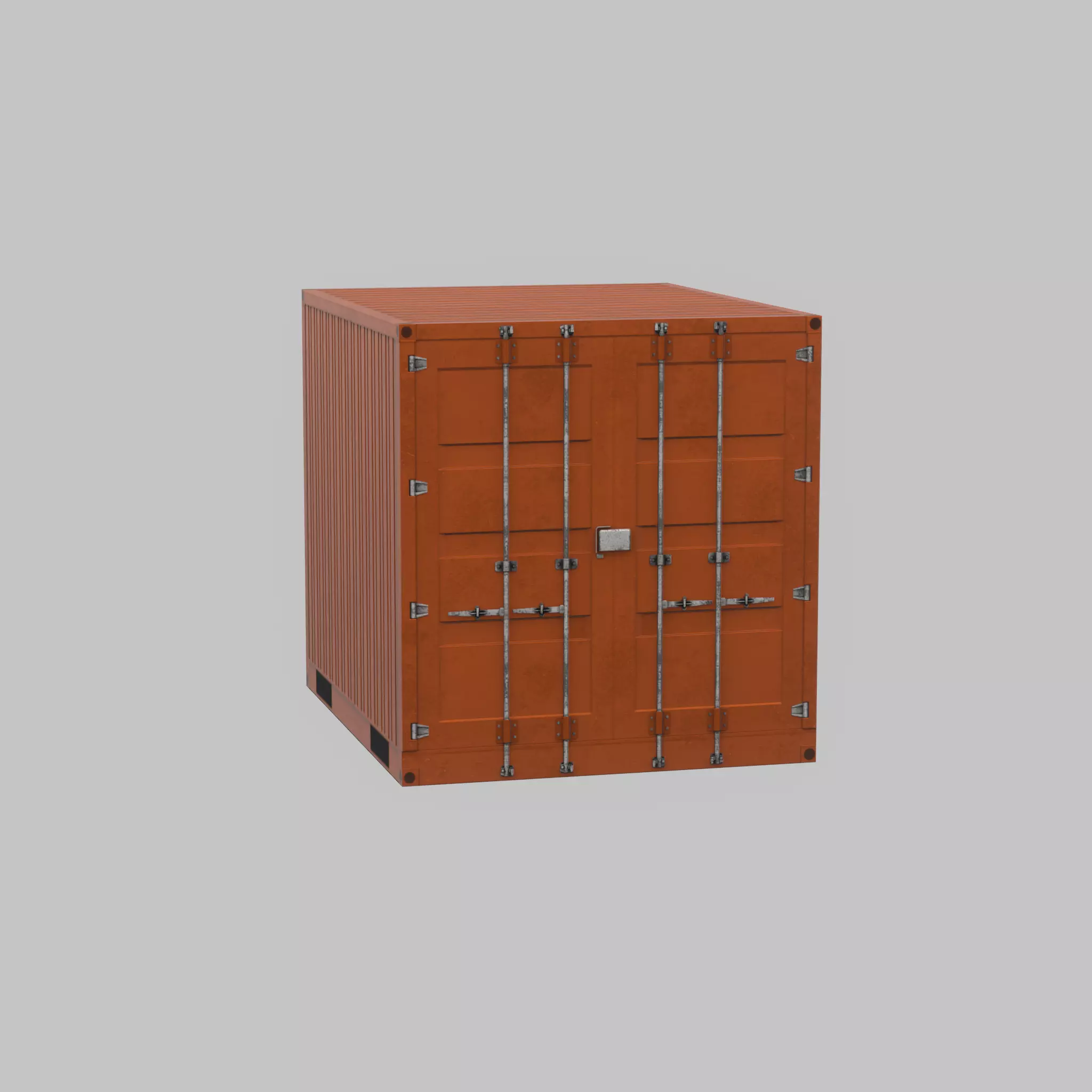 Shipping Container signal orange 10ft Low-poly 3D model_33