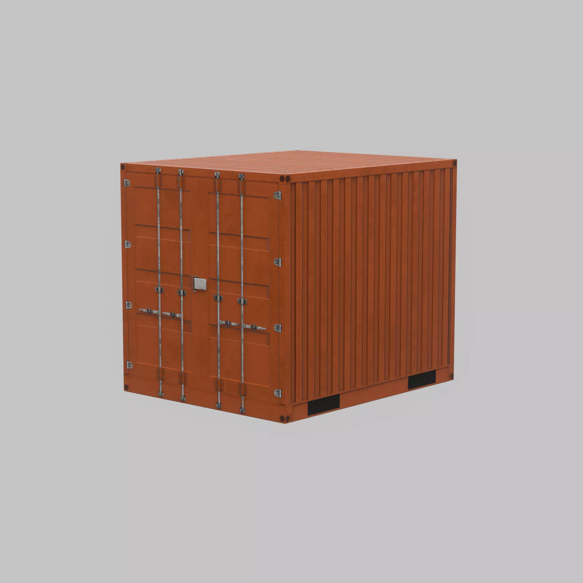 Shipping Container signal orange 10ft Low-poly 3D model_66