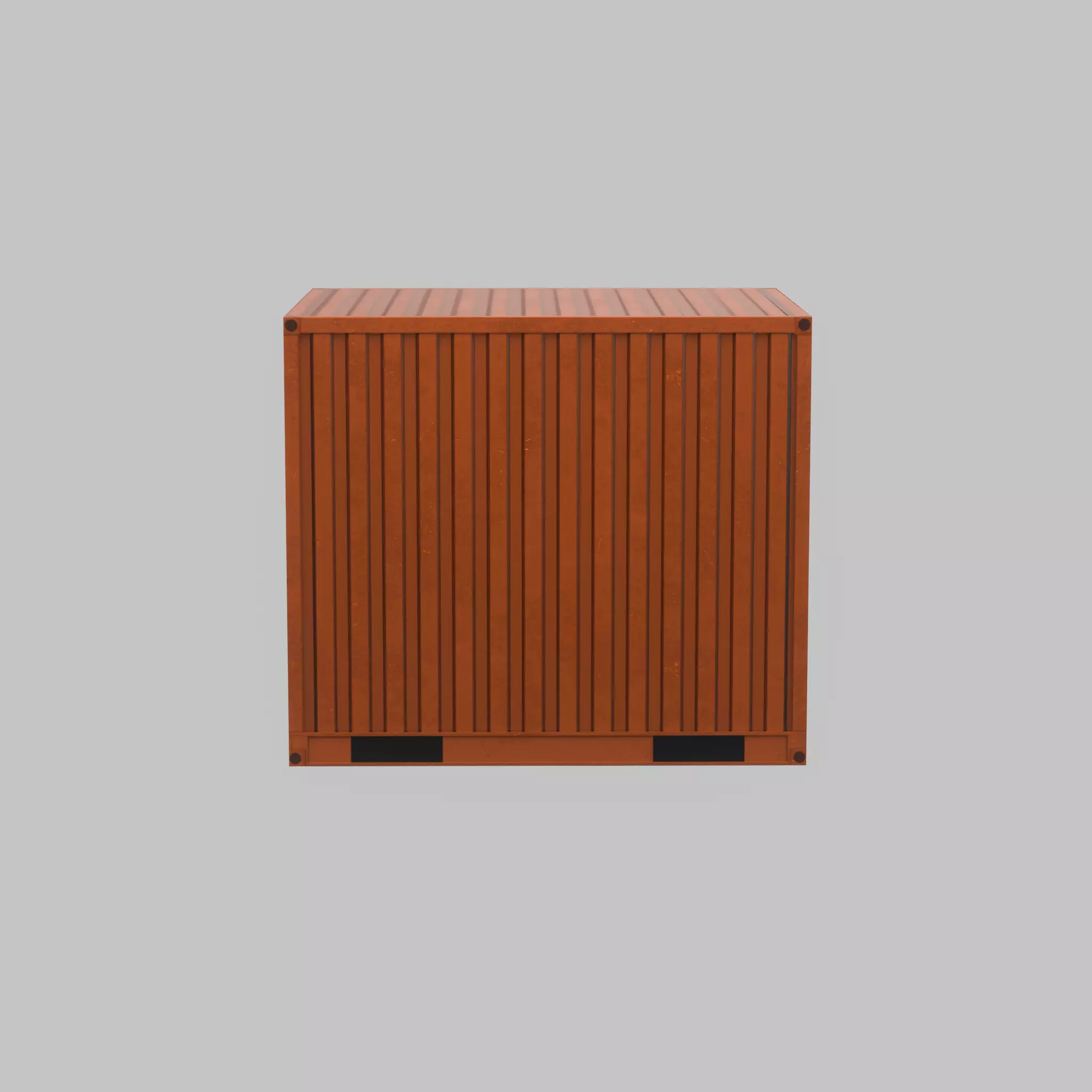 Shipping Container signal orange 10ft Low-poly 3D model_36