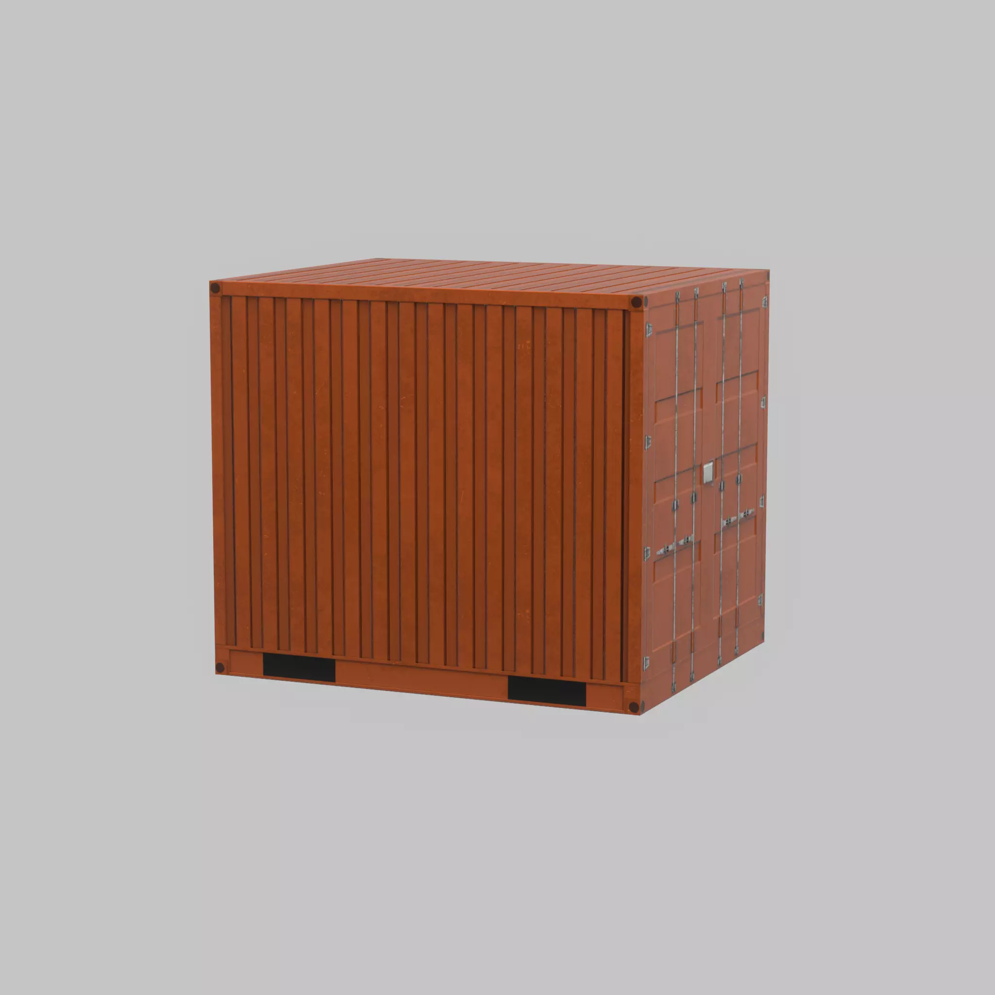 Shipping Container signal orange 10ft Low-poly 3D model_62