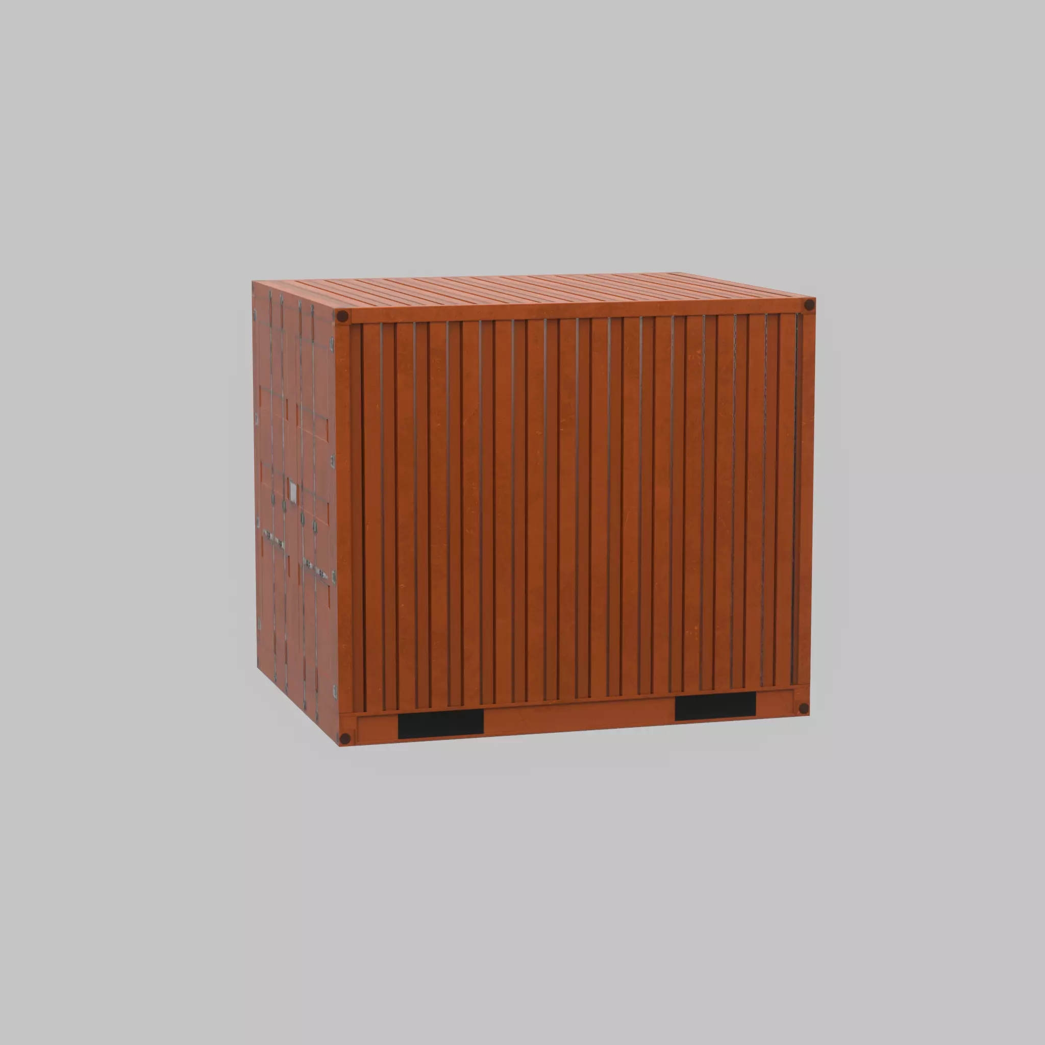 Shipping Container signal orange 10ft Low-poly 3D model_50