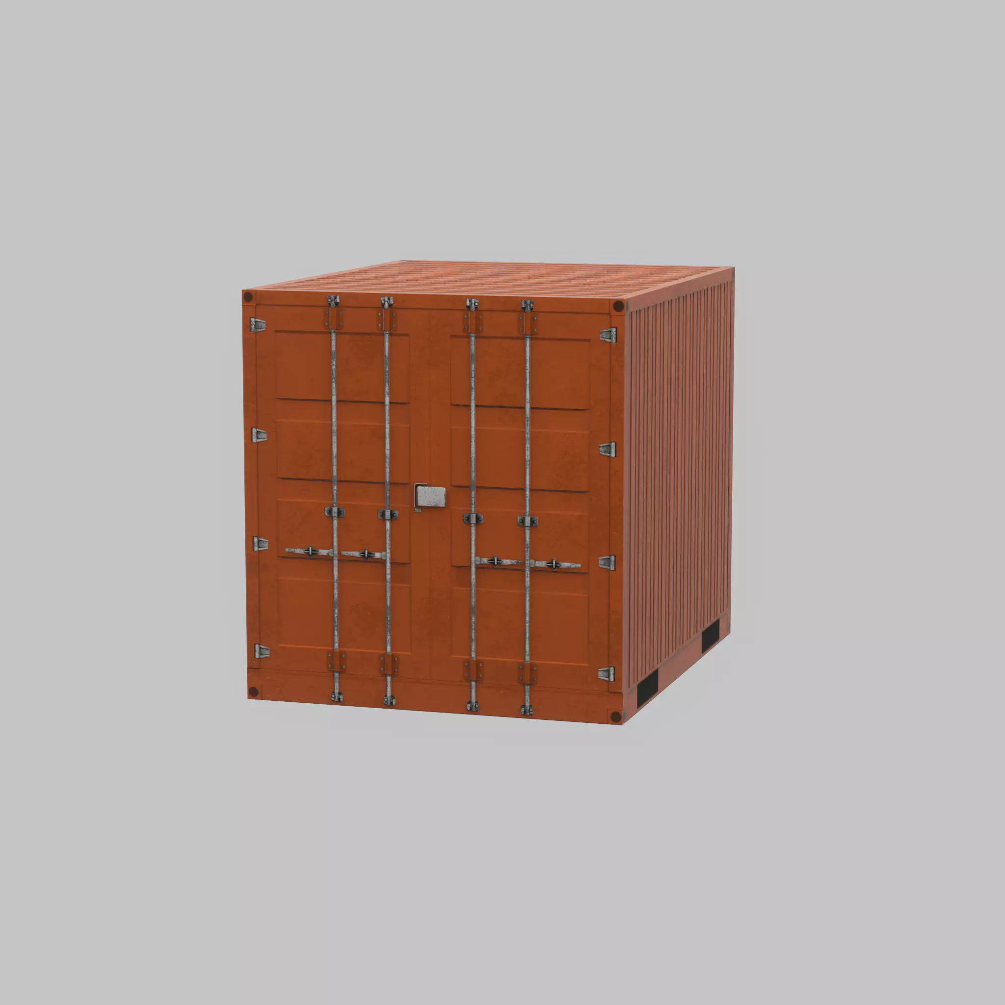 Shipping Container signal orange 10ft Low-poly 3D model_60
