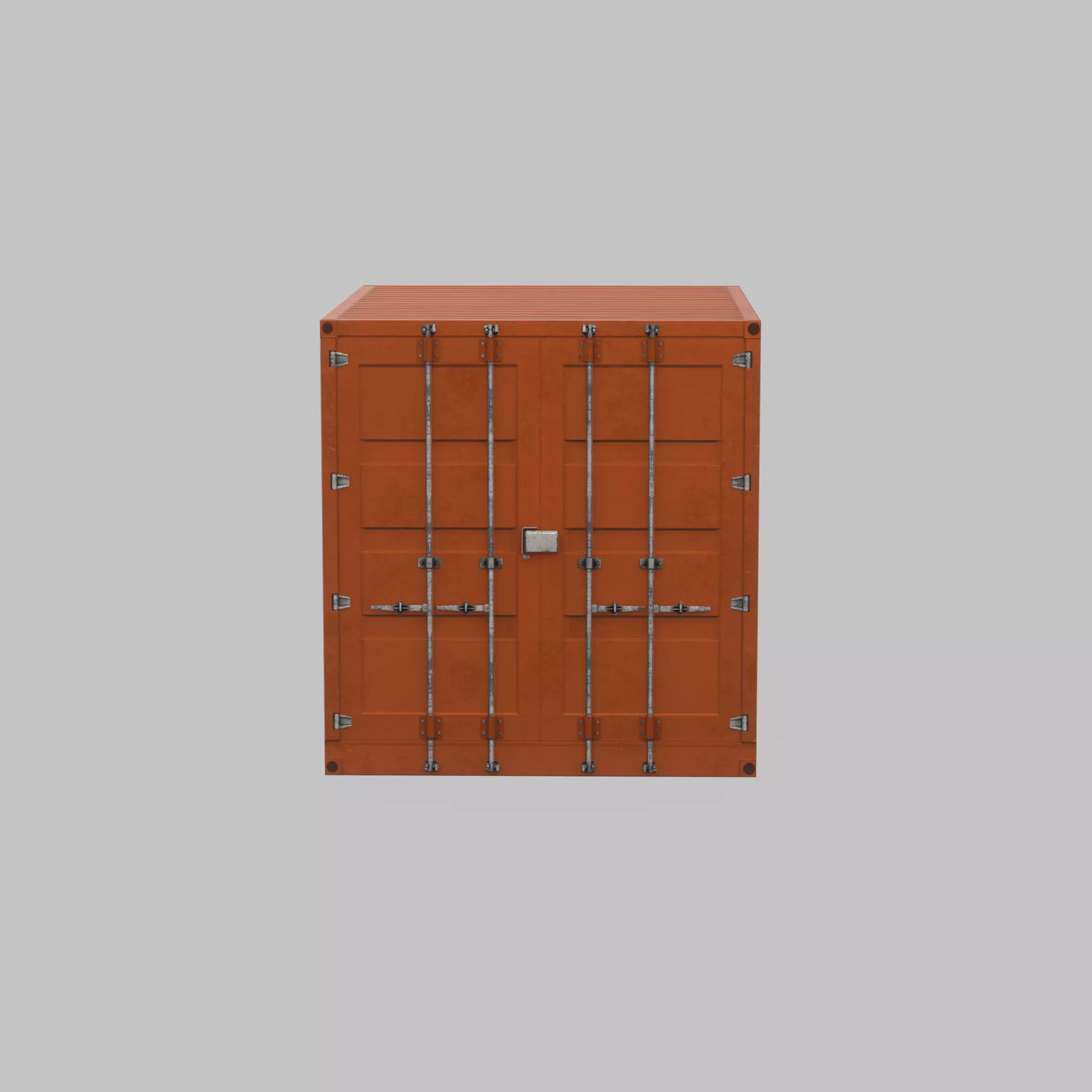 Shipping Container signal orange 10ft Low-poly 3D model_44