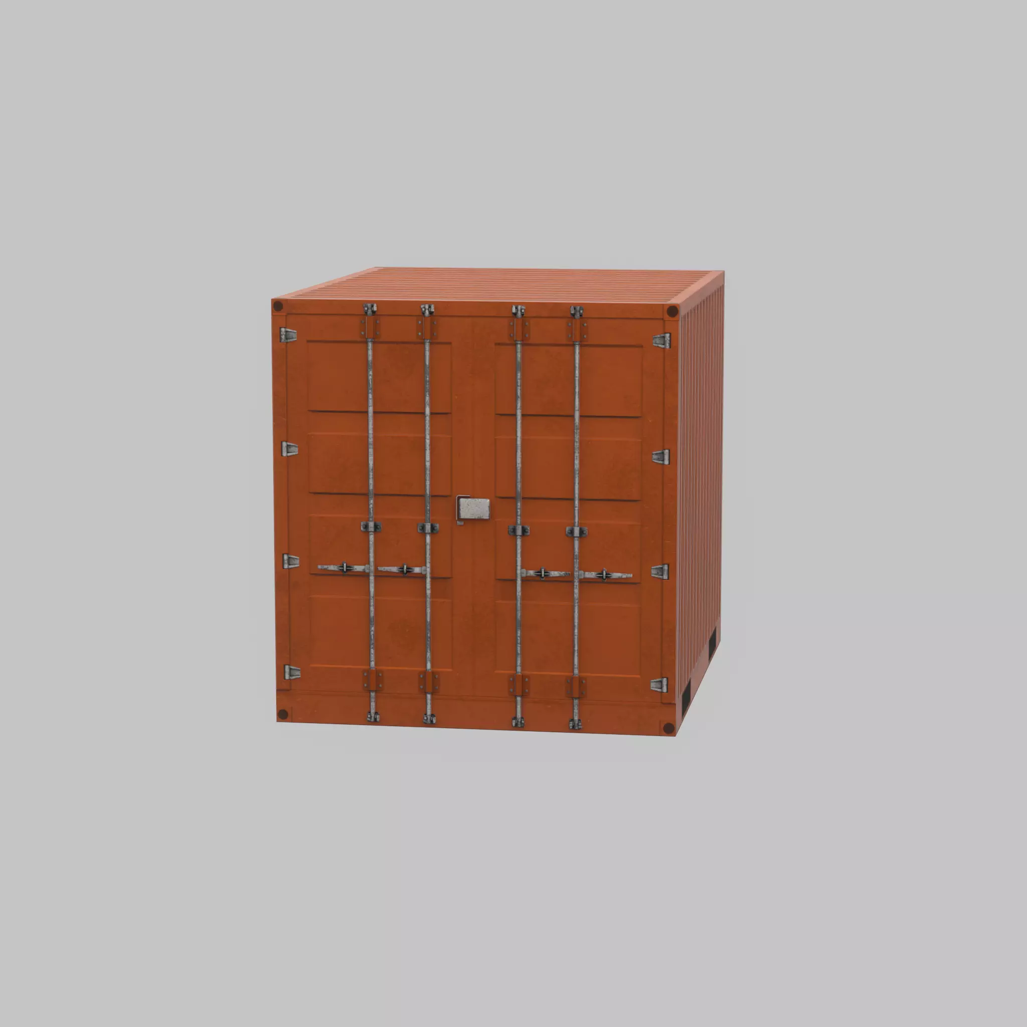 Shipping Container signal orange 10ft Low-poly 3D model_49