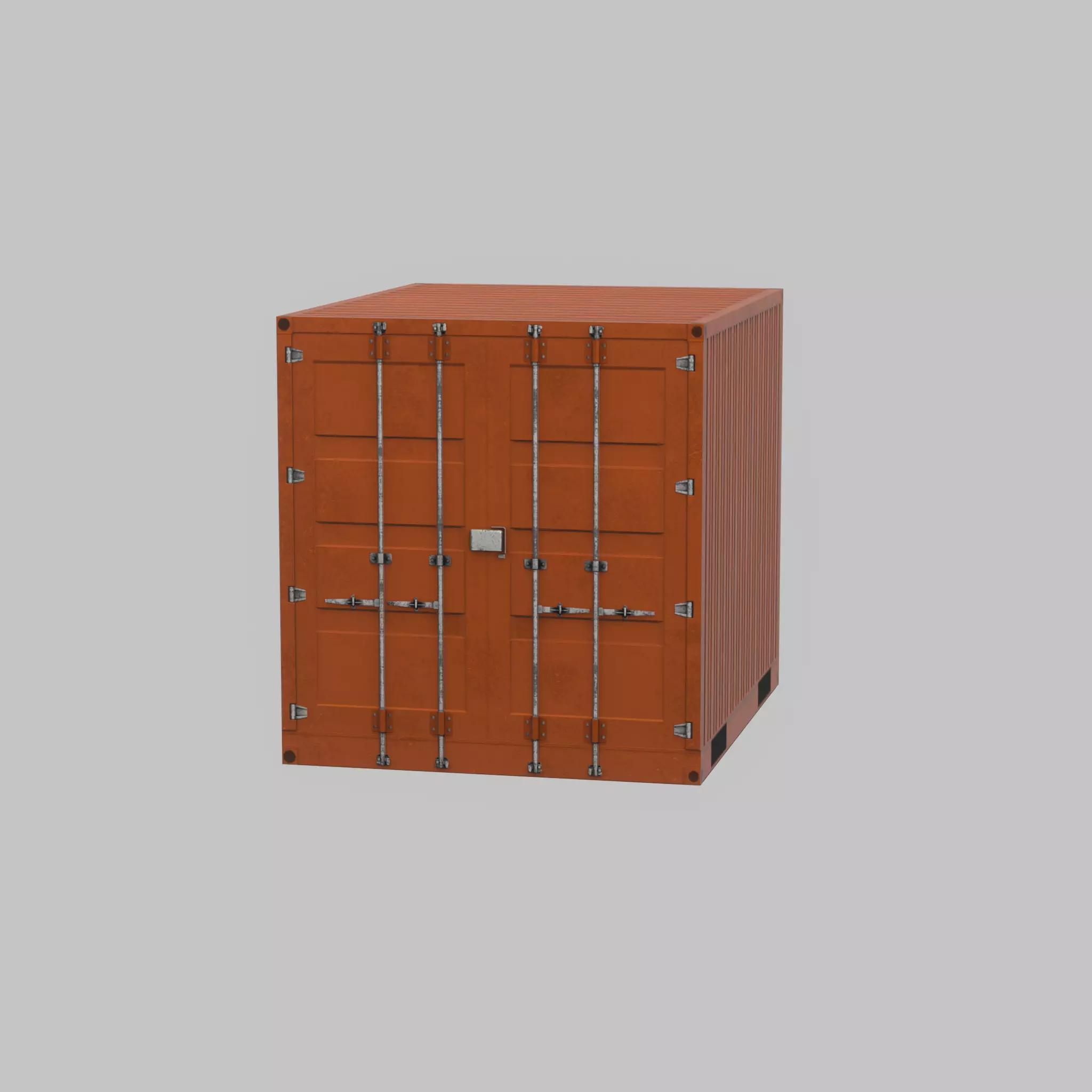 Shipping Container signal orange 10ft Low-poly 3D model_46
