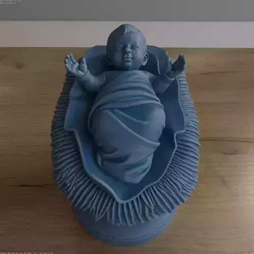 Serene Baby Jesus in Manger STL blender scukpted 3D print model Serene Baby Jesus in Manger STL blender scukpted 3D print model