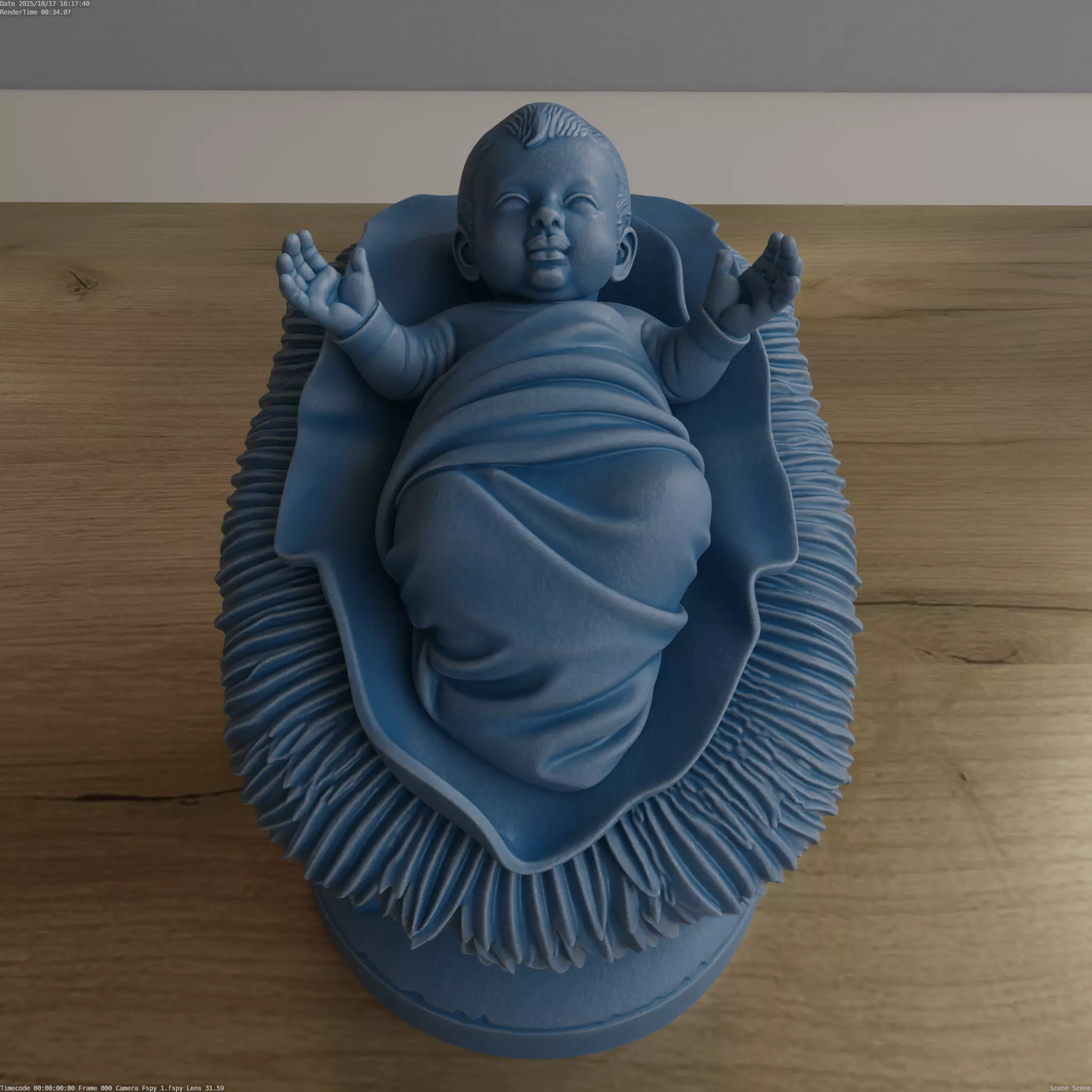 Serene Baby Jesus in Manger STL blender scukpted 3D print model_0