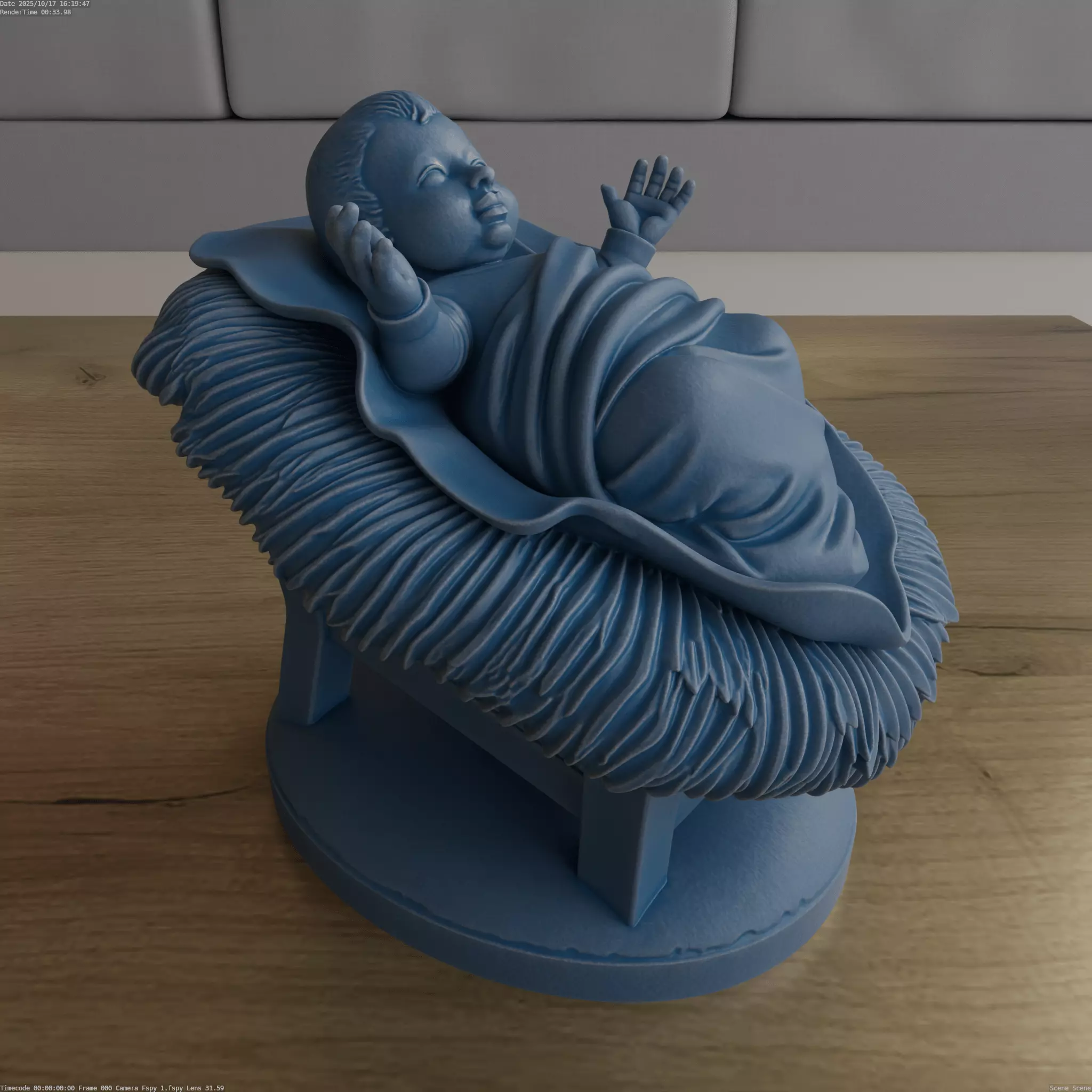 Serene Baby Jesus in Manger STL blender scukpted 3D print model_2