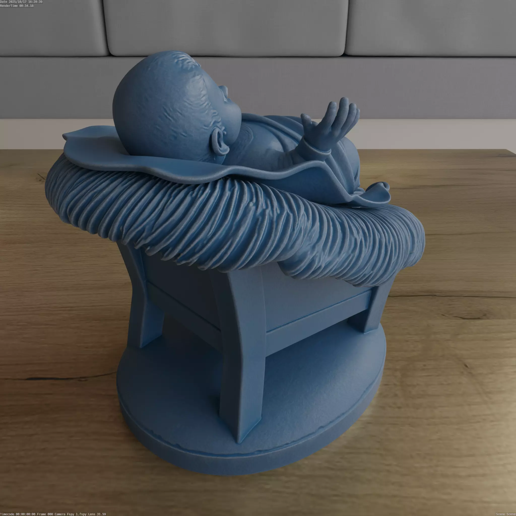 Serene Baby Jesus in Manger STL blender scukpted 3D print model_3