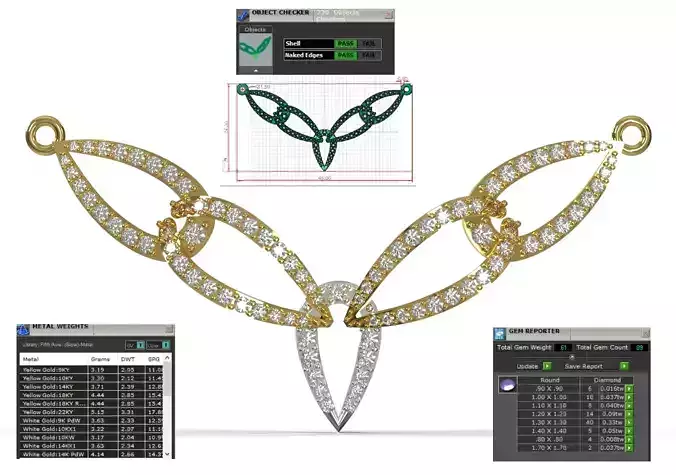 Collar Two Tone Paved Oval Chain Motif 3dm stl model jp0368