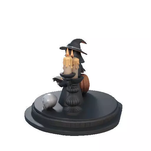 2529Halloween Witch with Spell book Skull Raven and Pumpkin 3D print model_29