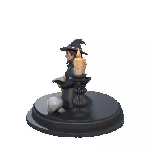 2529Halloween Witch with Spell book Skull Raven and Pumpkin 3D print model_30