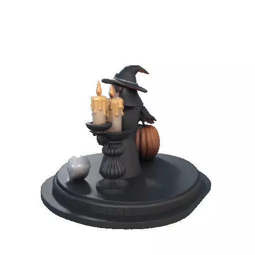 2529Halloween Witch with Spell book Skull Raven and Pumpkin 3D print model_28