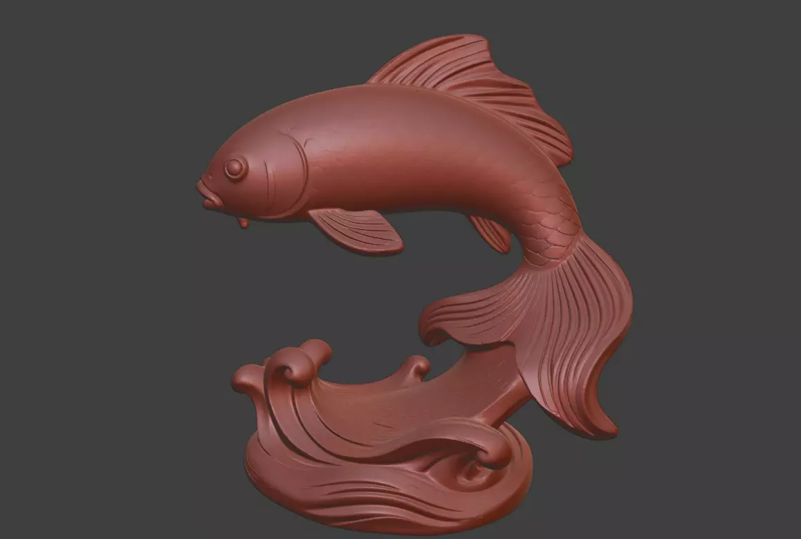 3D model of artistic carp 3D print model_4