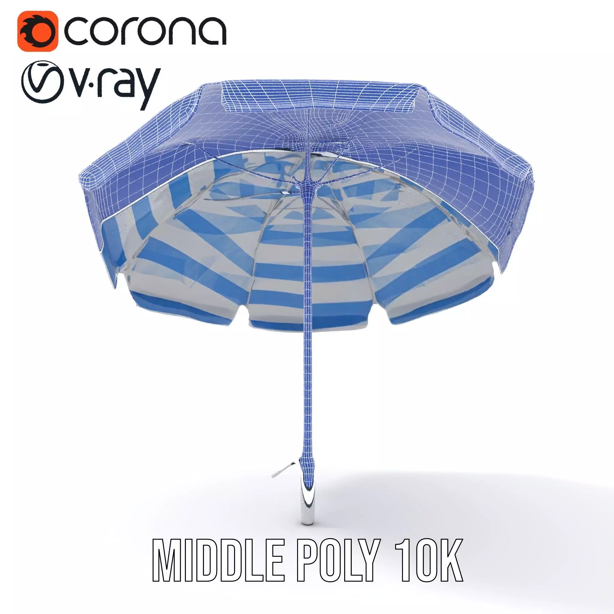Striped Beach Umbrella model pack Low-poly 3D model_24
