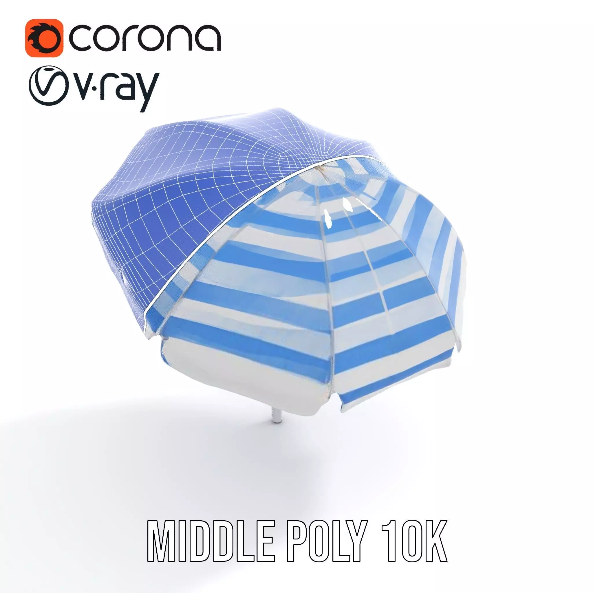 Striped Beach Umbrella model pack Low-poly 3D model_22
