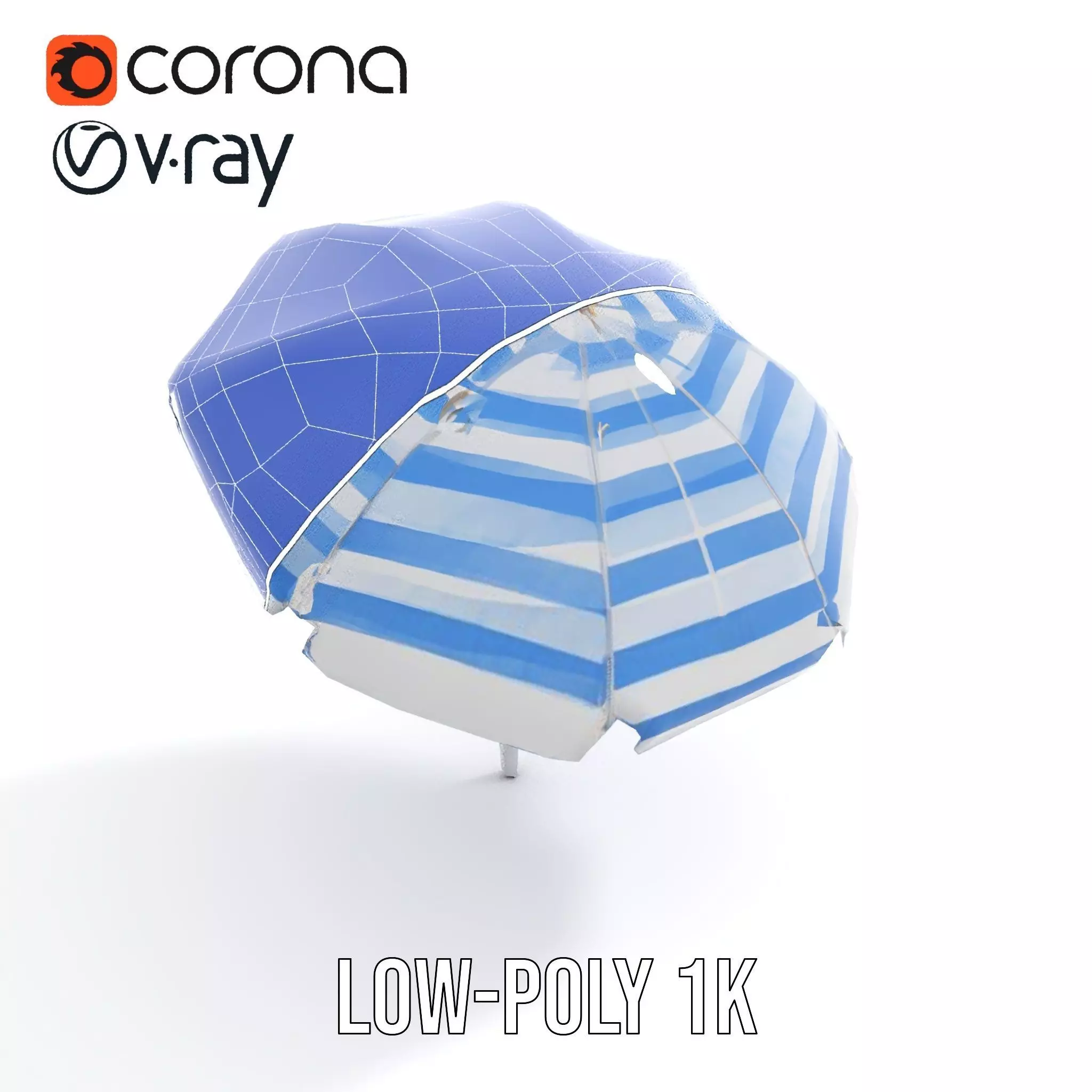Striped Beach Umbrella model pack Low-poly 3D model_25