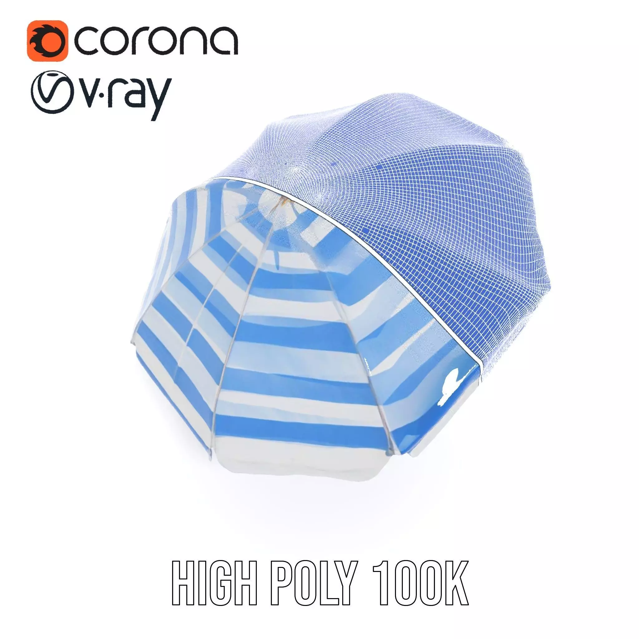 Striped Beach Umbrella model pack Low-poly 3D model_33