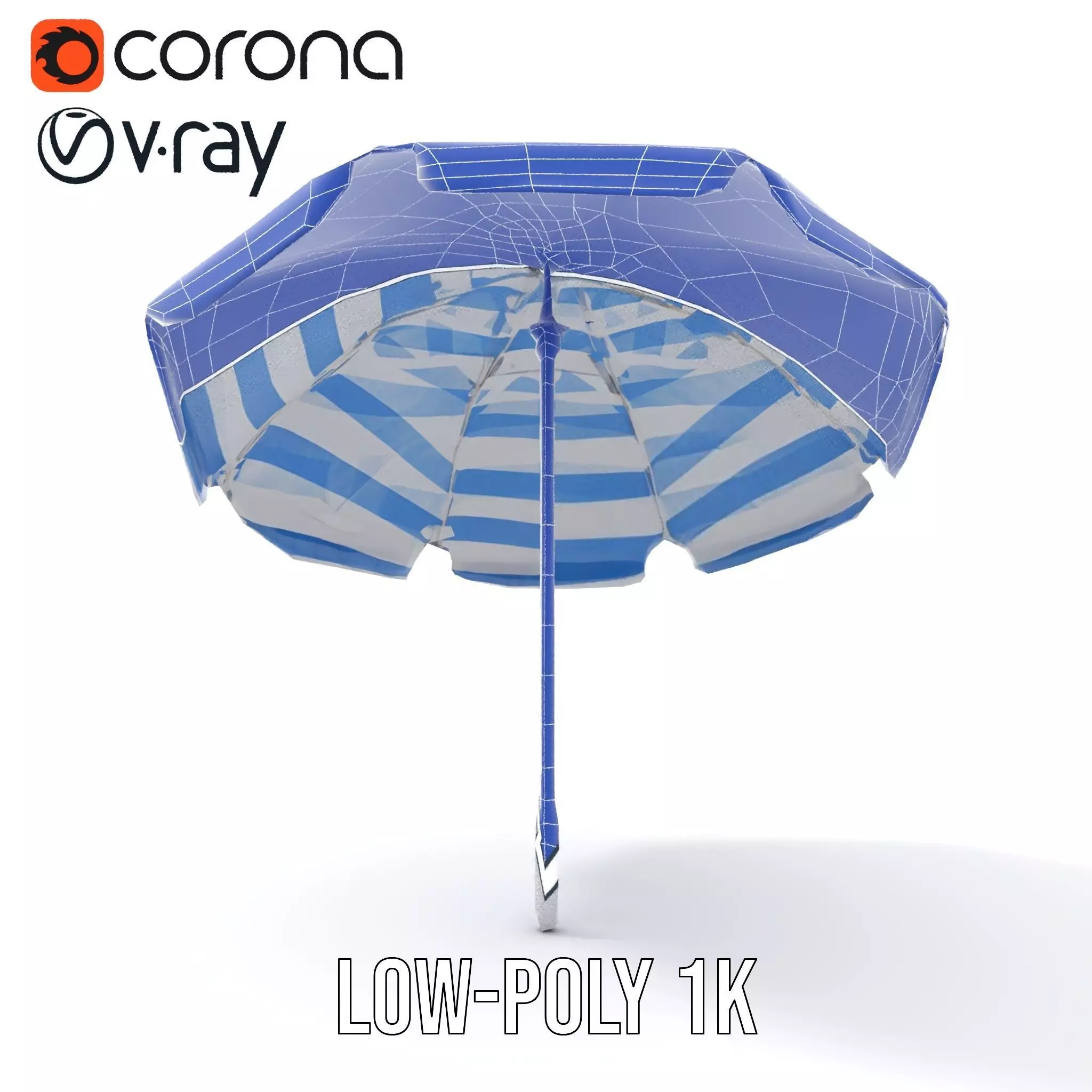 Striped Beach Umbrella model pack Low-poly 3D model_10