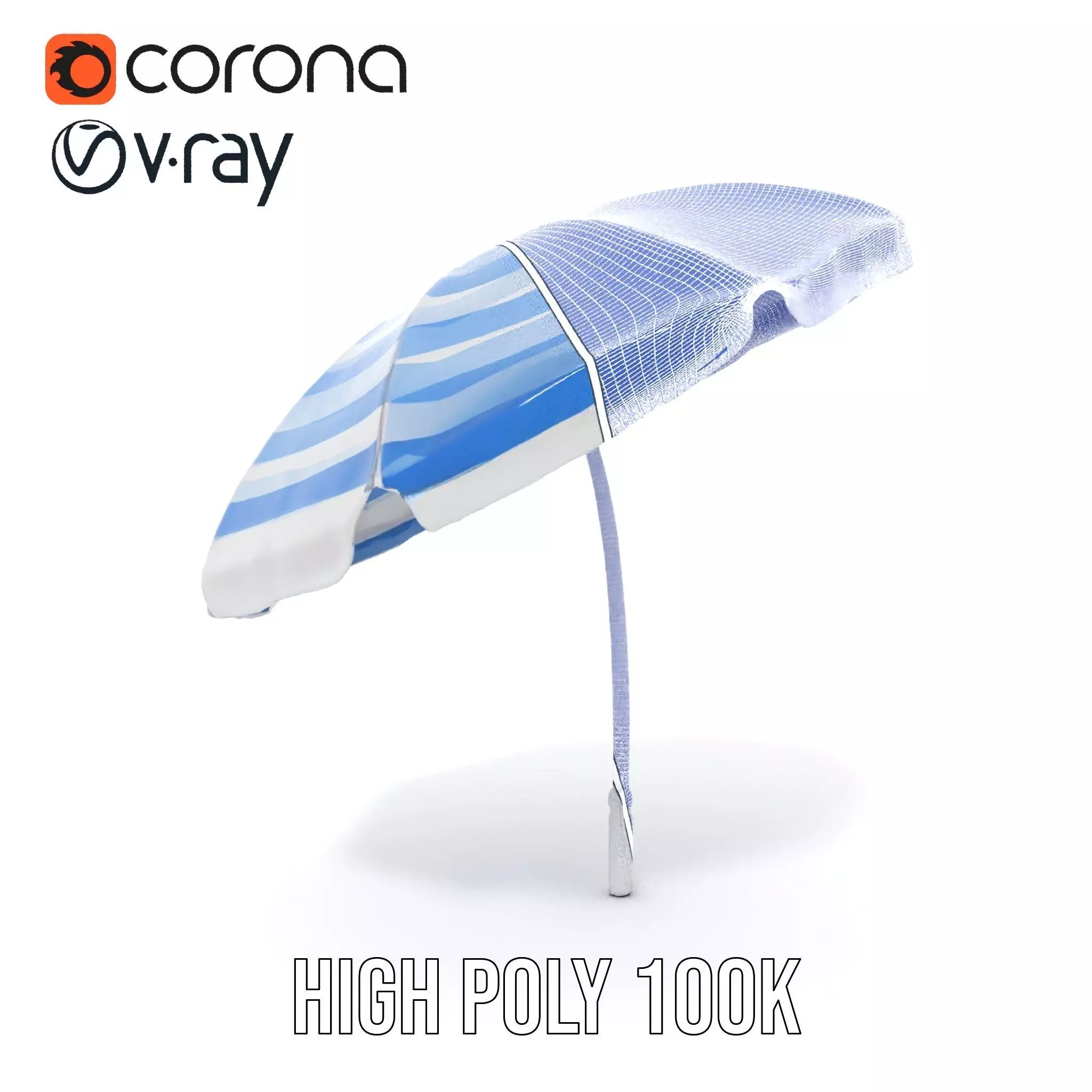 Striped Beach Umbrella model pack Low-poly 3D model_34