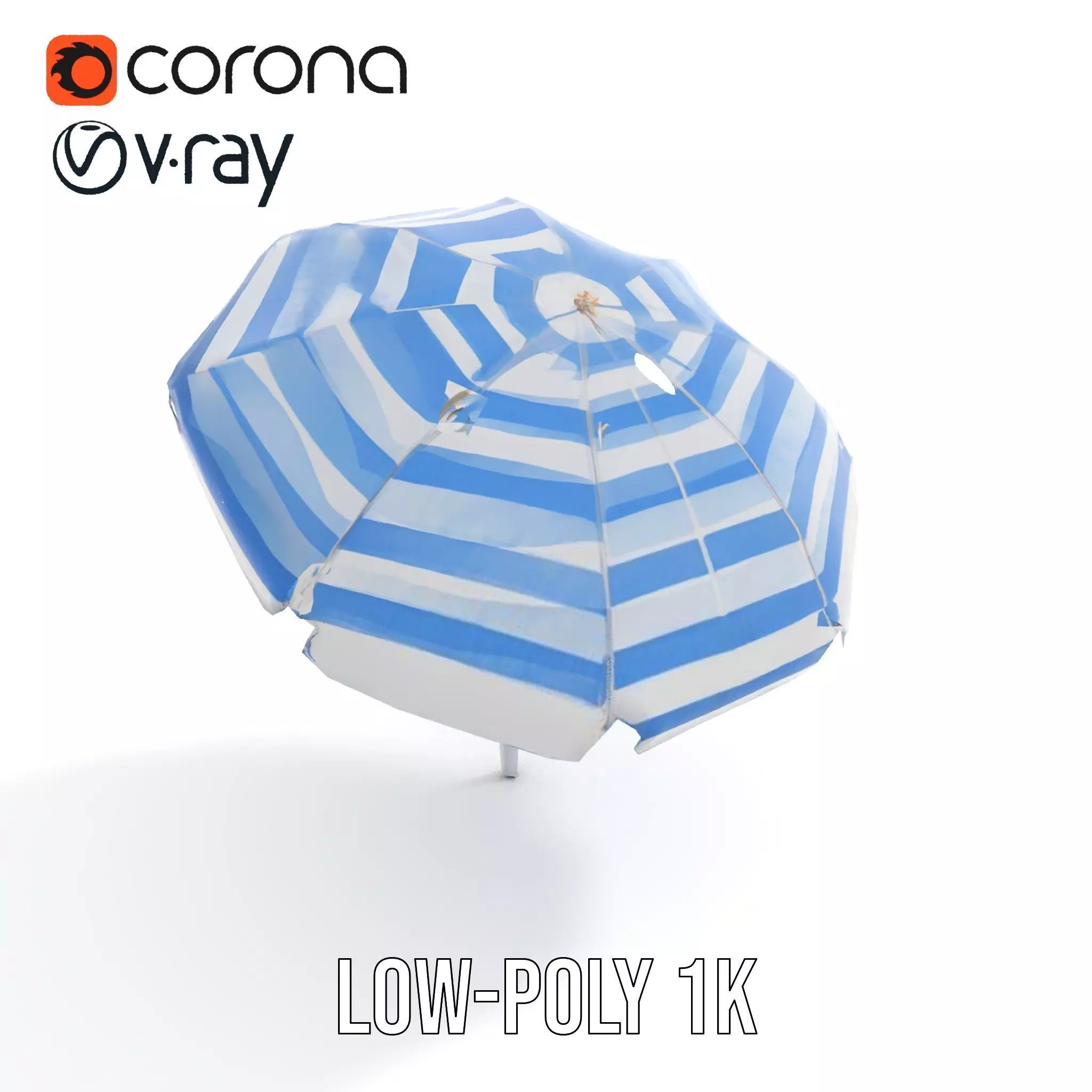 Striped Beach Umbrella model pack Low-poly 3D model_8