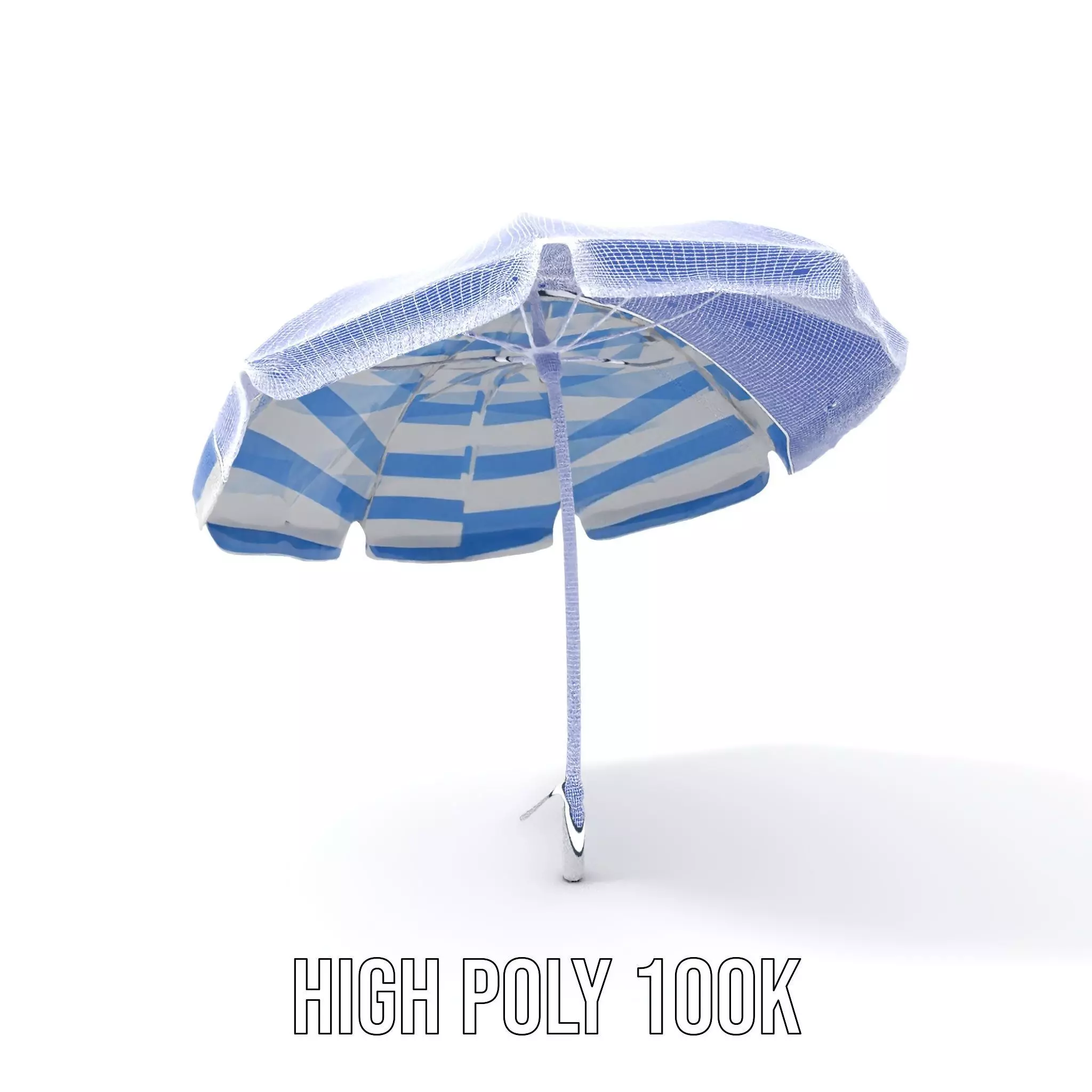 Striped Beach Umbrella model pack Low-poly 3D model_5