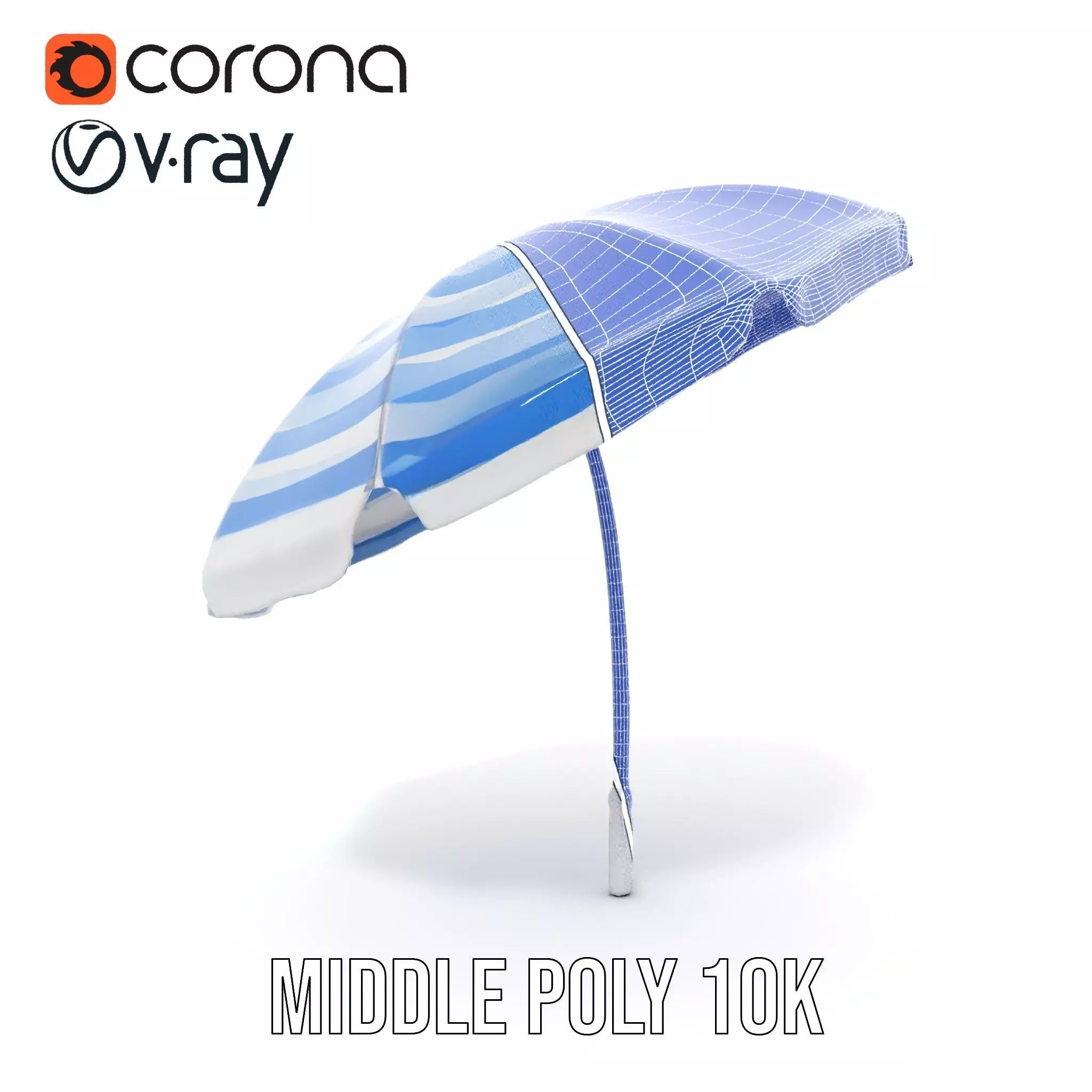 Striped Beach Umbrella model pack Low-poly 3D model_30