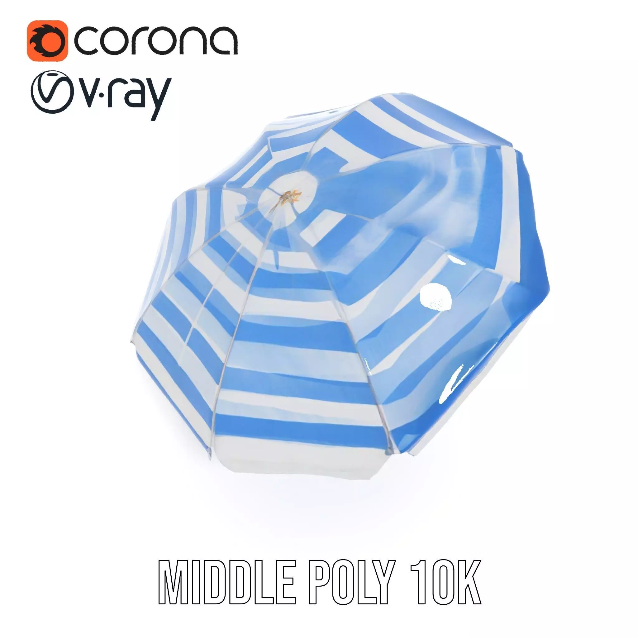 Striped Beach Umbrella model pack Low-poly 3D model_12