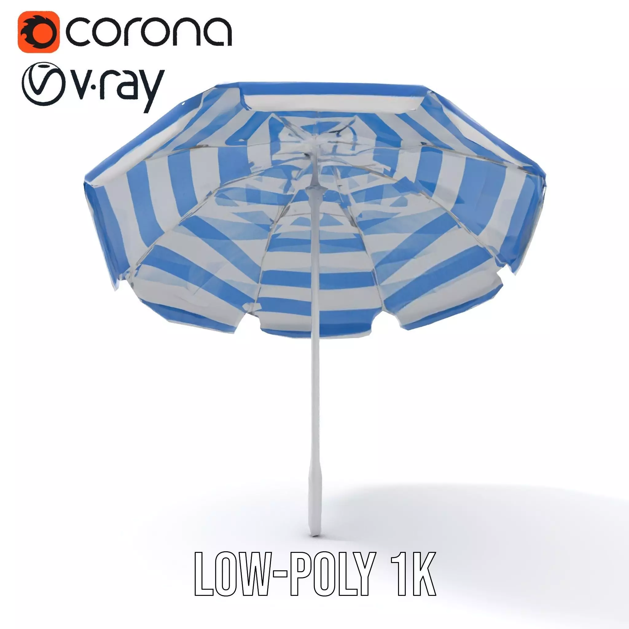 Striped Beach Umbrella model pack Low-poly 3D model_28