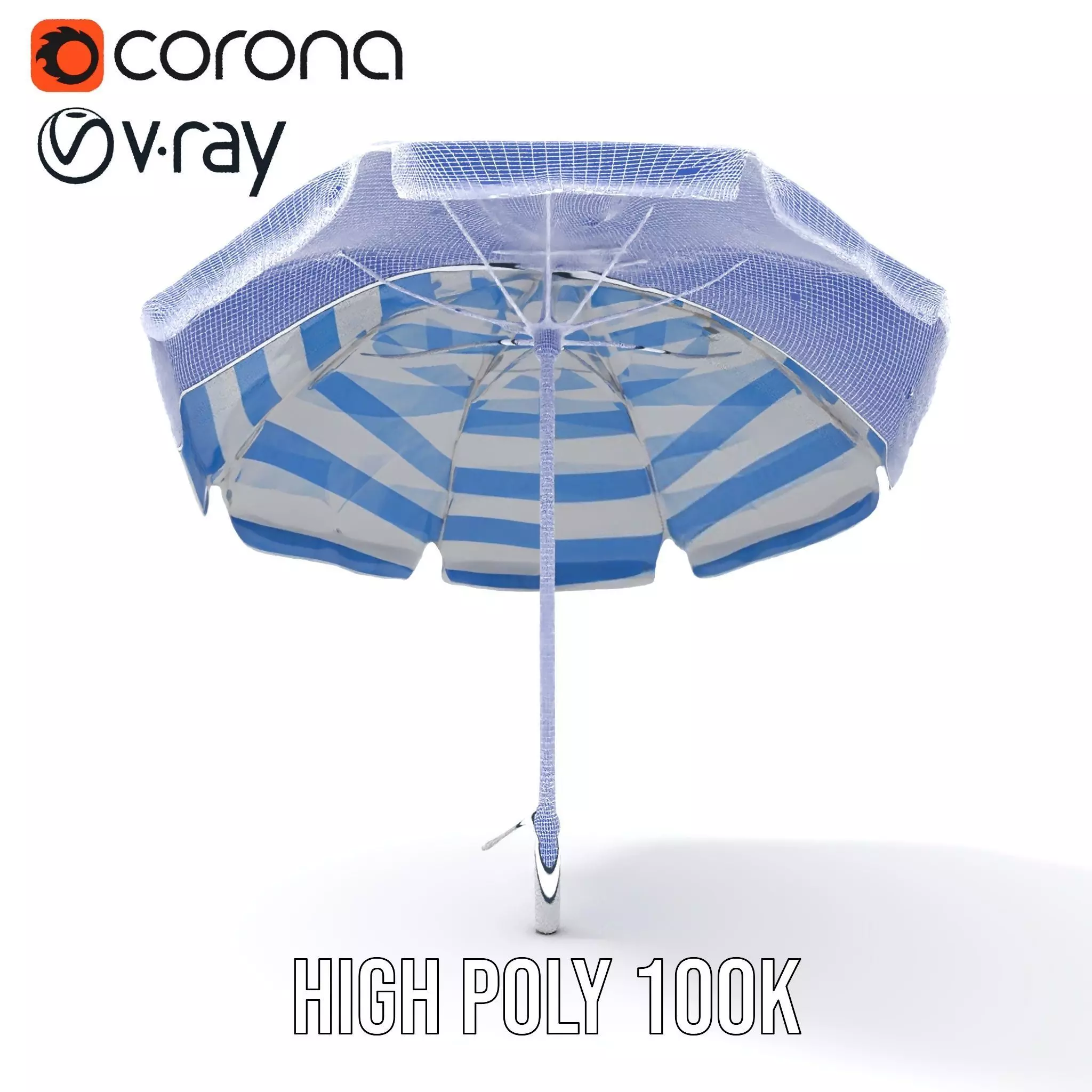 Striped Beach Umbrella model pack Low-poly 3D model_35