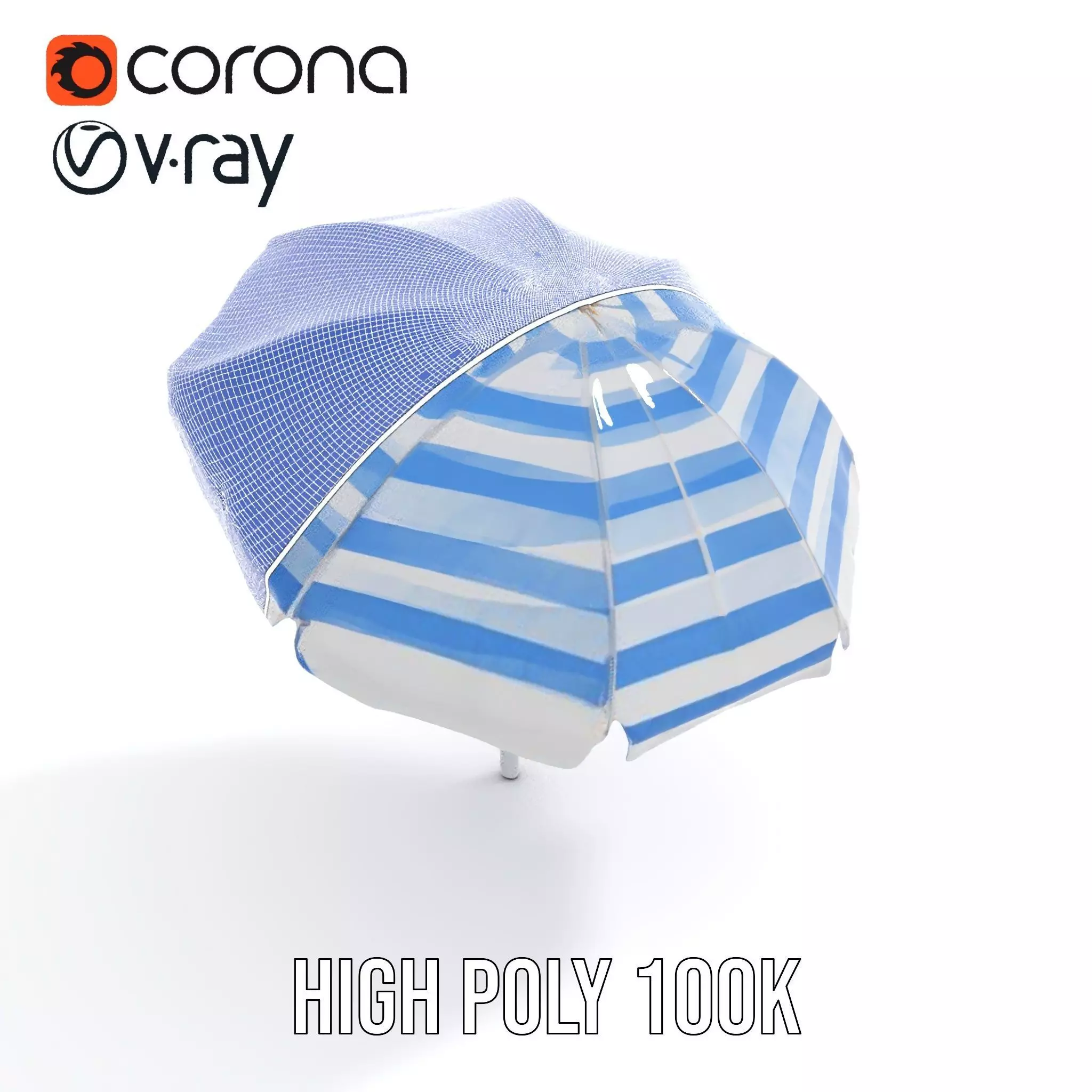 Striped Beach Umbrella model pack Low-poly 3D model_32