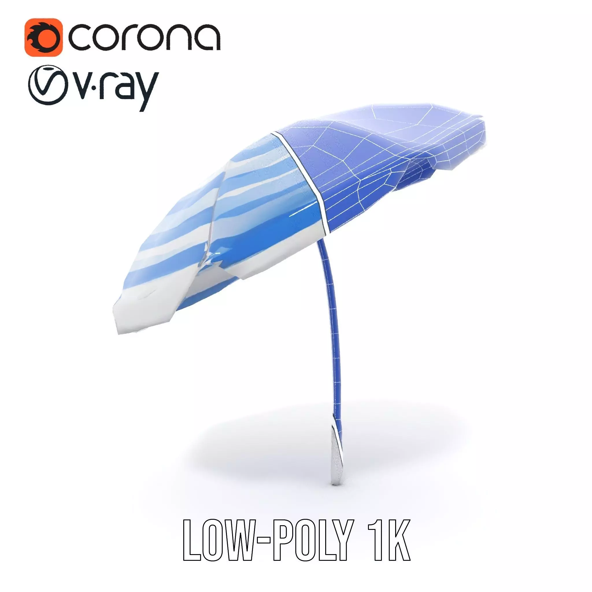 Striped Beach Umbrella model pack Low-poly 3D model_31