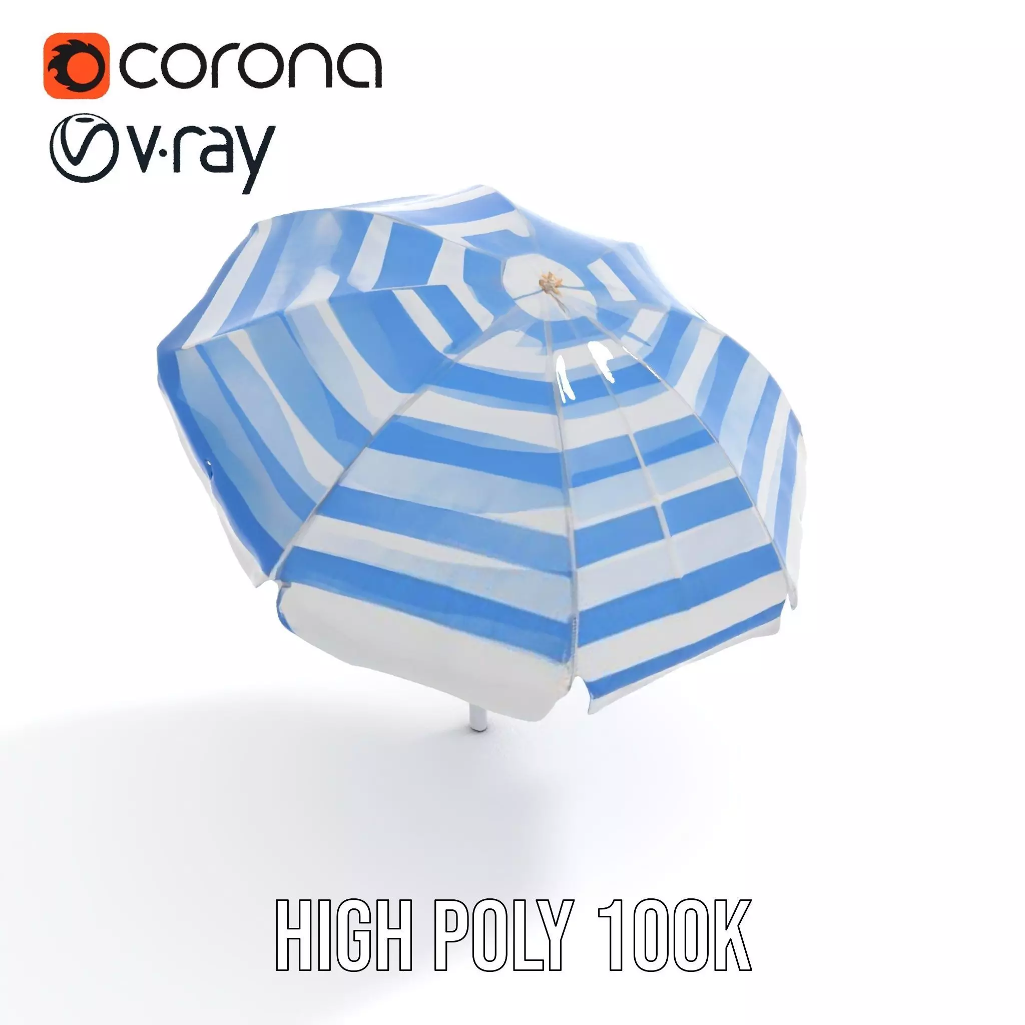Striped Beach Umbrella model pack Low-poly 3D model_29